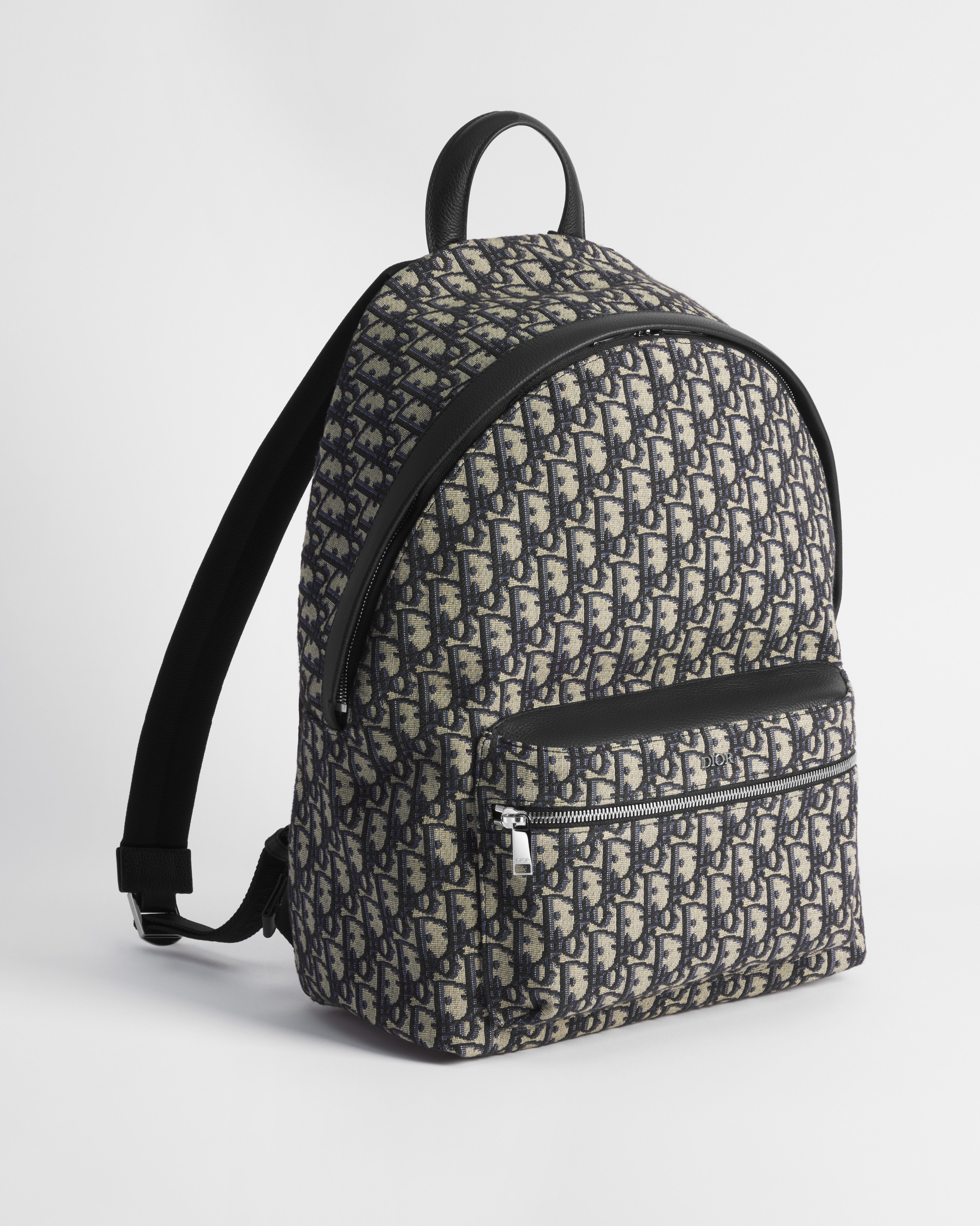 Rider Backpack Beige and Black Dior Oblique Jacquard E03