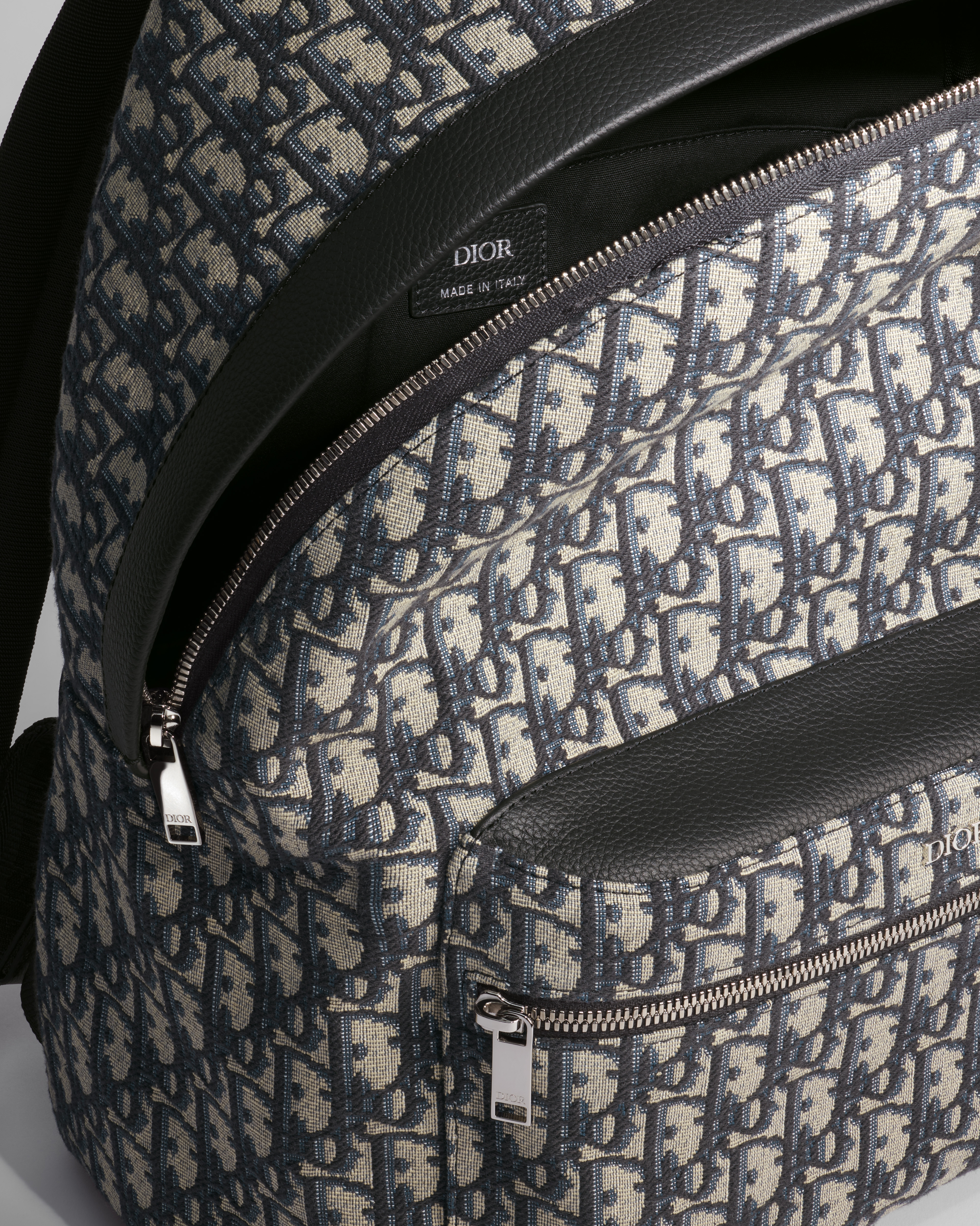 Rider Backpack Beige and Black Dior Oblique Jacquard E06