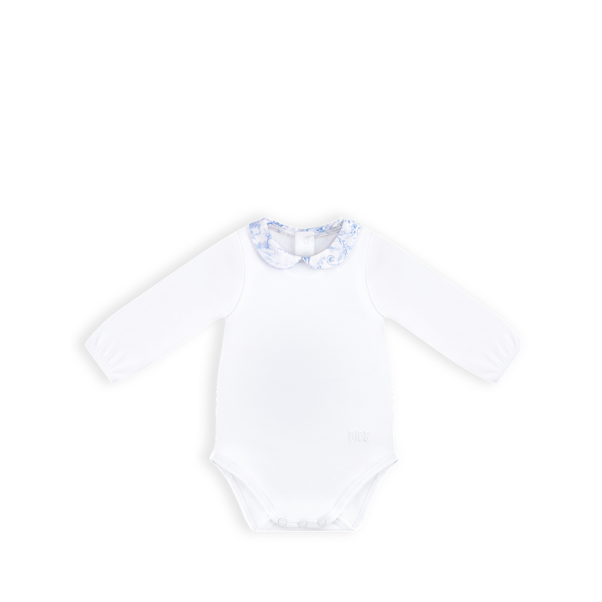 Newborn Gift Set White Cotton Interlock and Satin with Light Blue Toile de Jouy Print E02