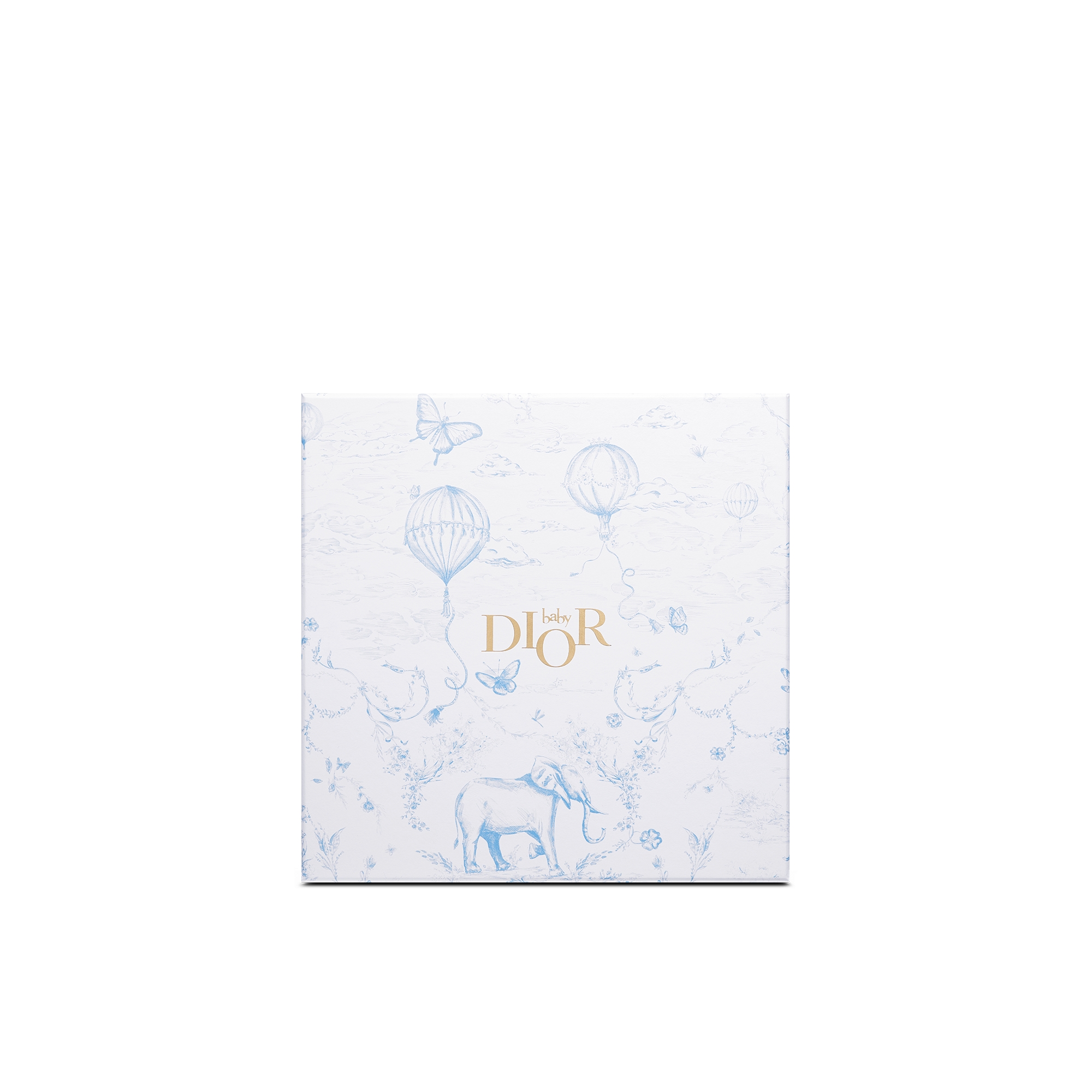 Newborn Gift Set White Cotton Interlock and Satin with Light Blue Toile de Jouy Print E10