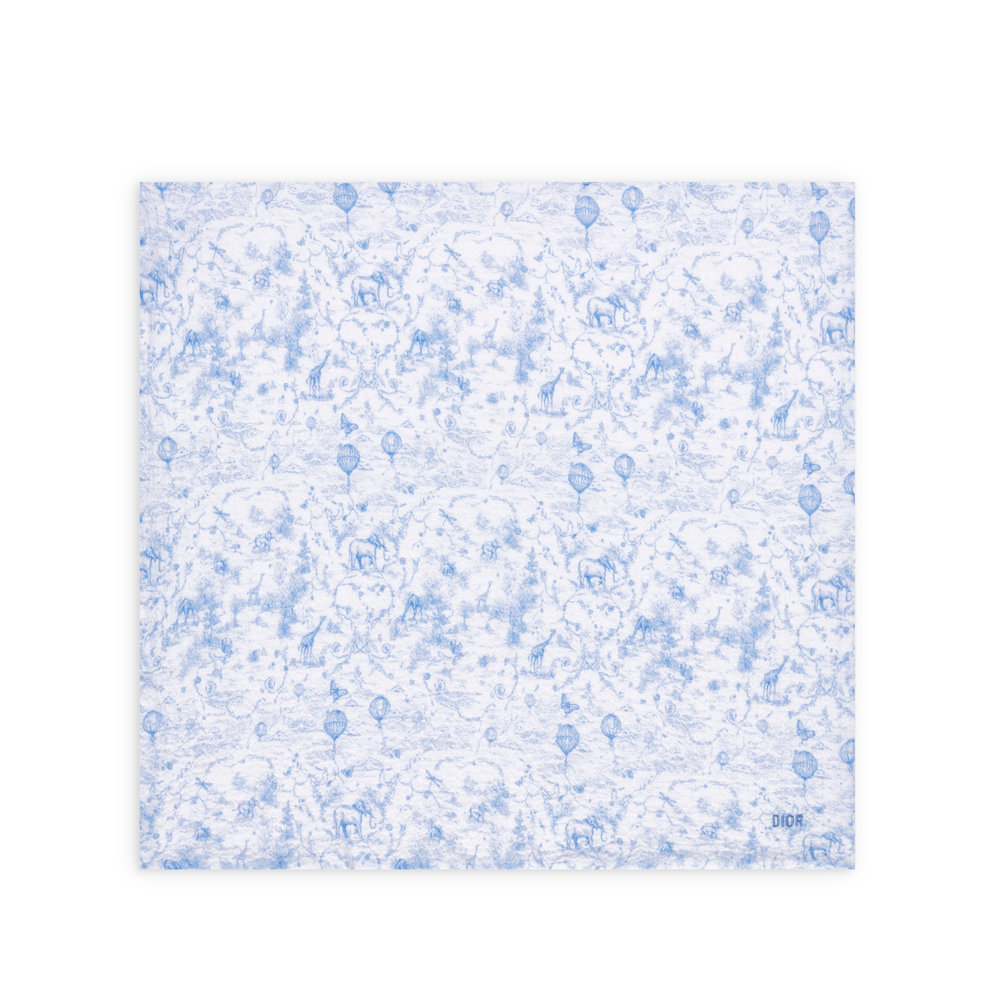 Geschenkset für Neugeborene Baumwollmusselin in Weiß, Interlock und Samt mit Toile de Jouy Print in Hellblau E12