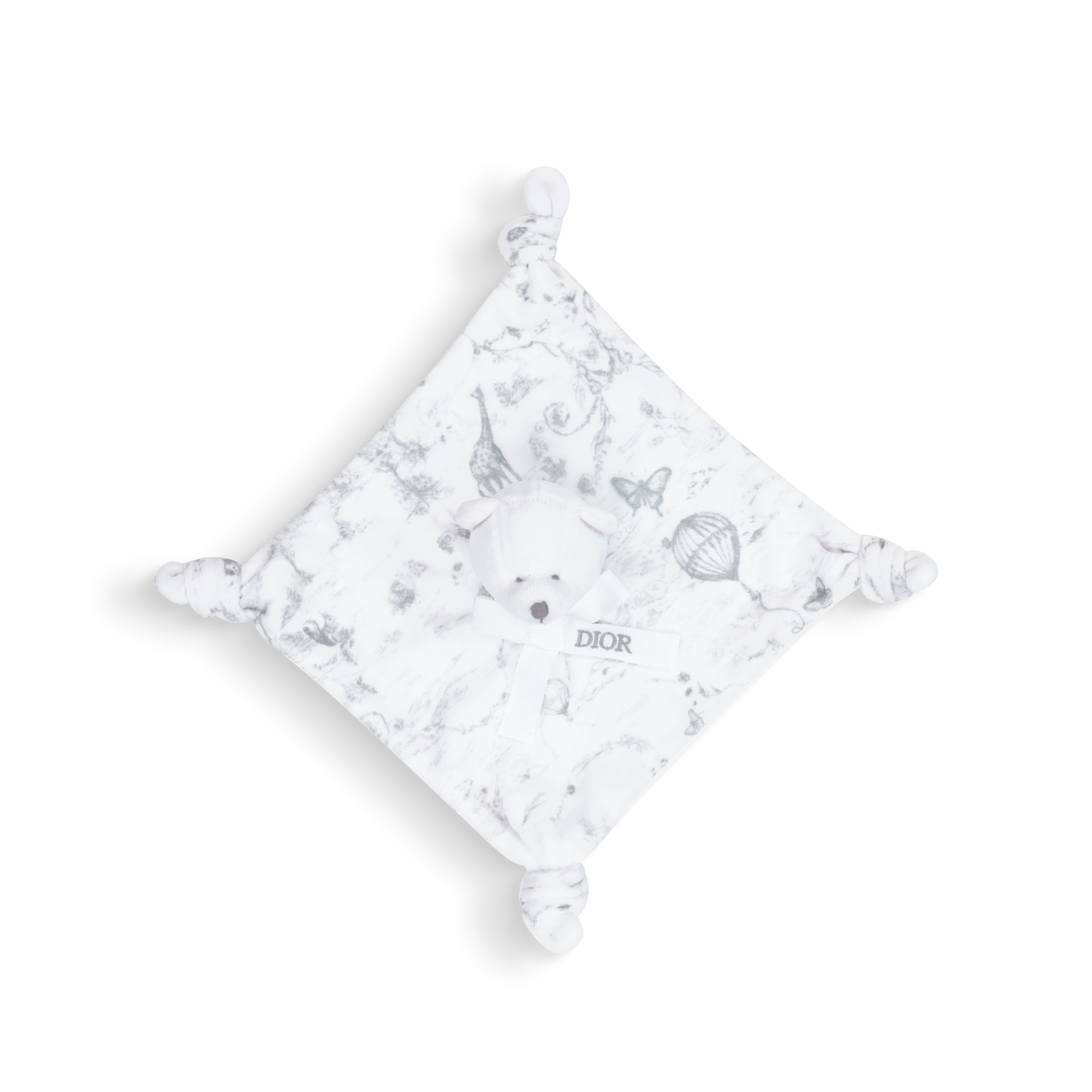 Cadeauset voor baby’s Witte katoenen mousseline, interlock en fluweel met grijze Toile de Jouy-print E06