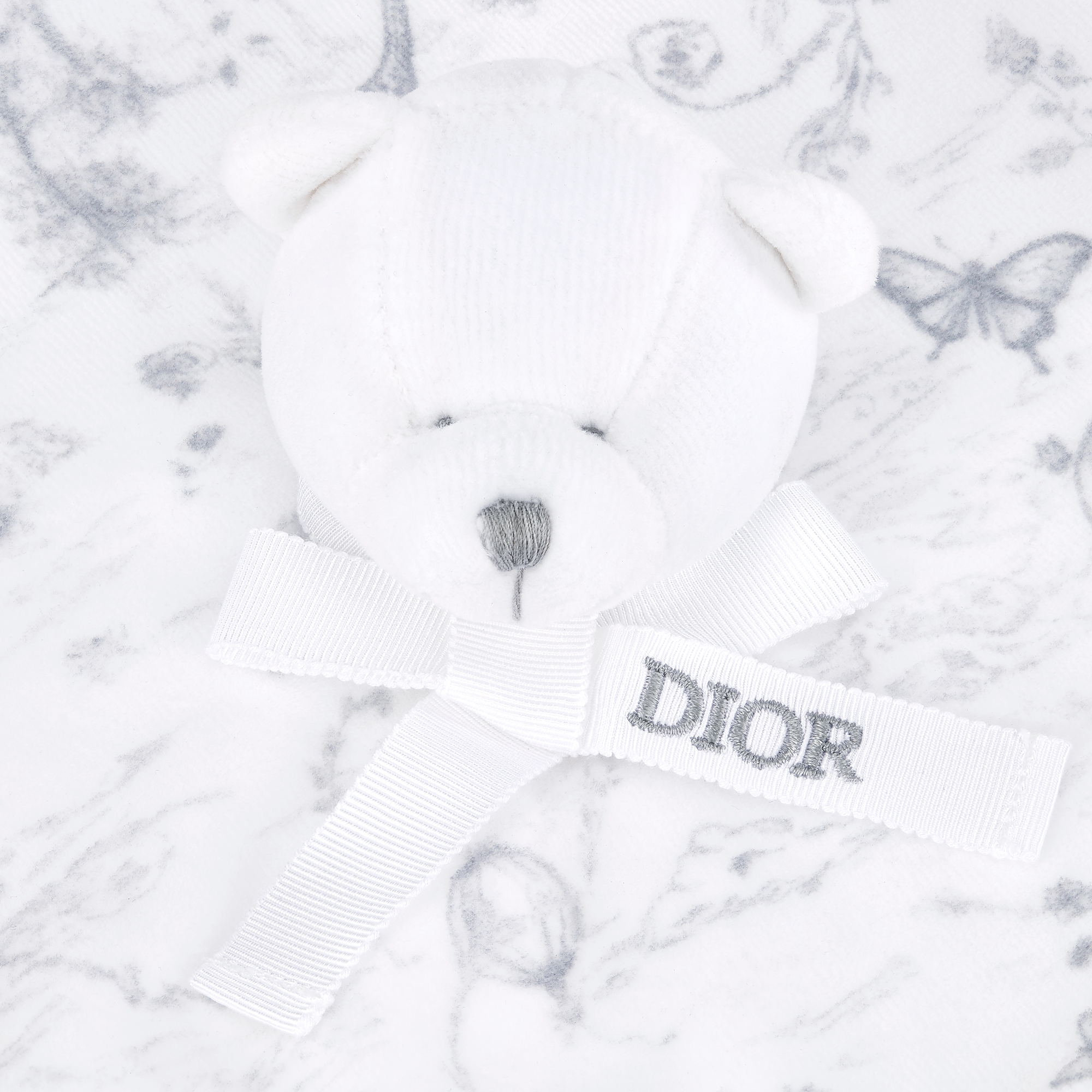 Cadeauset voor baby’s Witte katoenen mousseline, interlock en fluweel met grijze Toile de Jouy-print E09