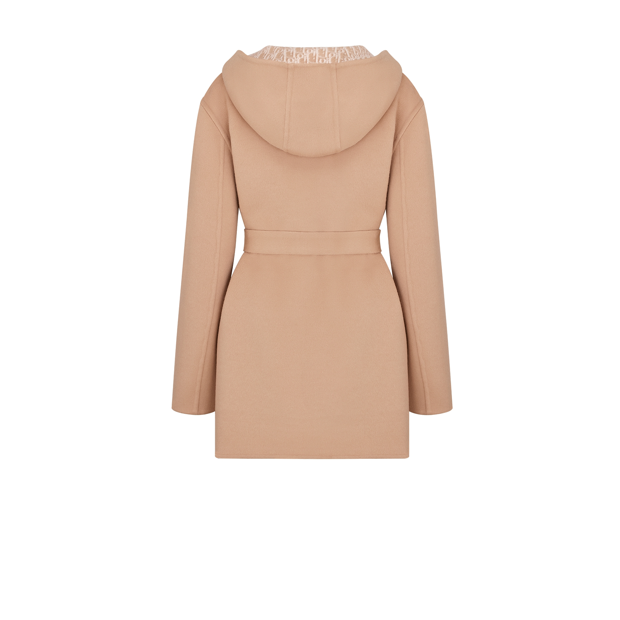 Cropped Coat with Hood and Belt