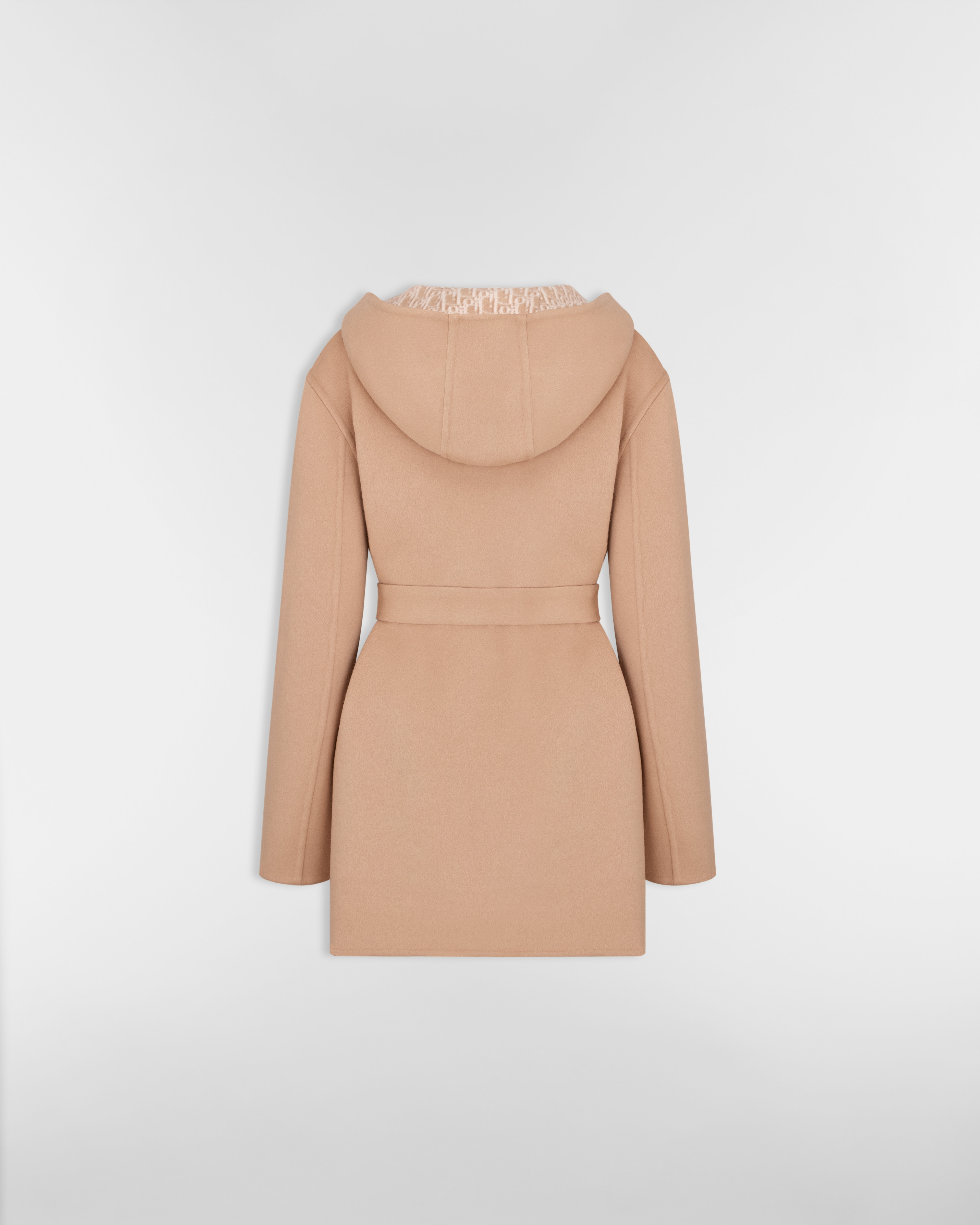 Cropped Coat with Hood and Belt