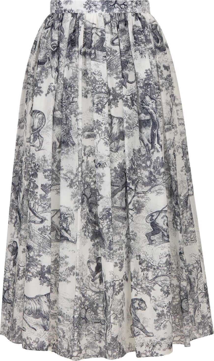 Mid Length Skirt White and Navy Blue Toile de Jouy Cotton Muslin DIOR