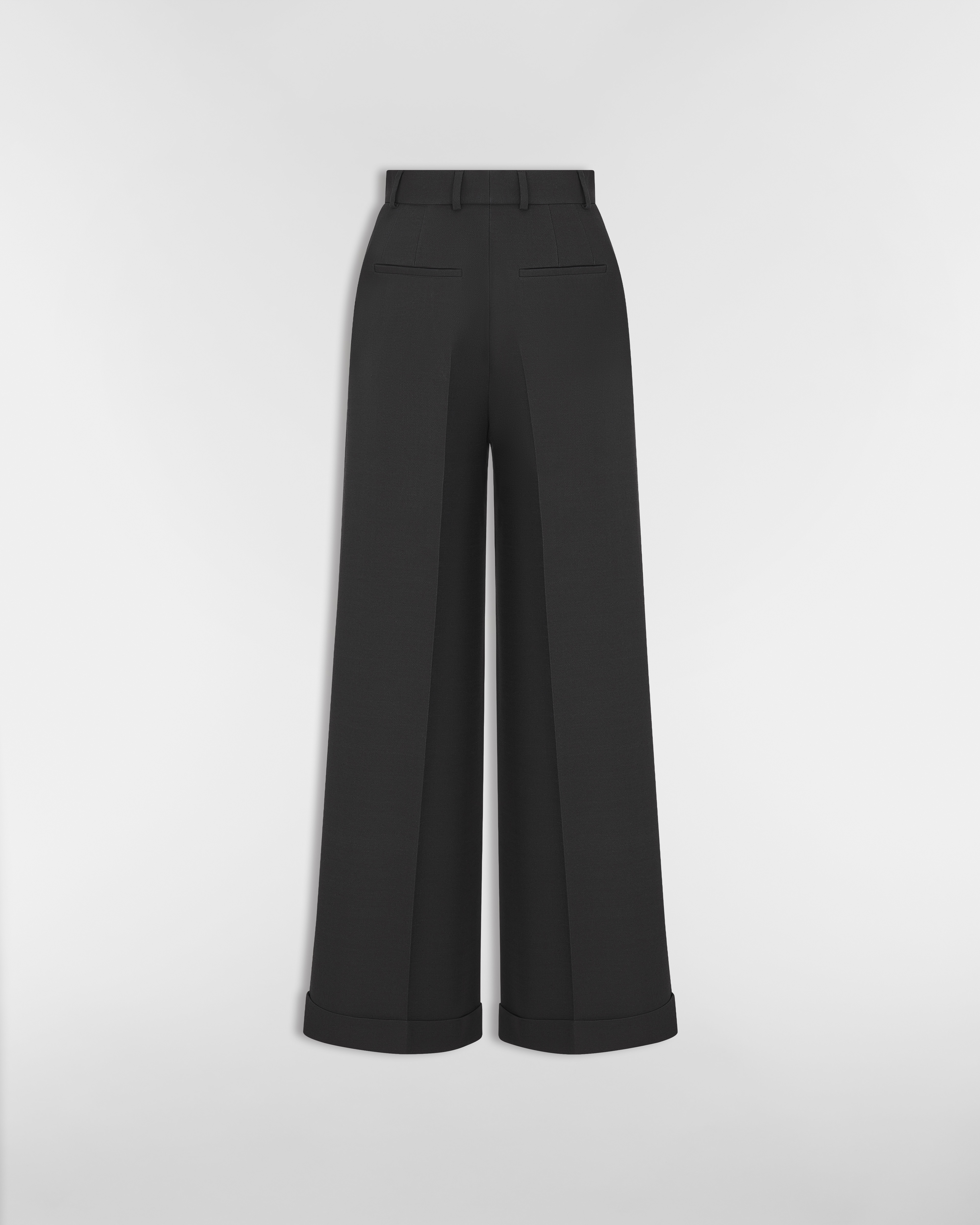 Flared Pants Black Wool and Silk E08