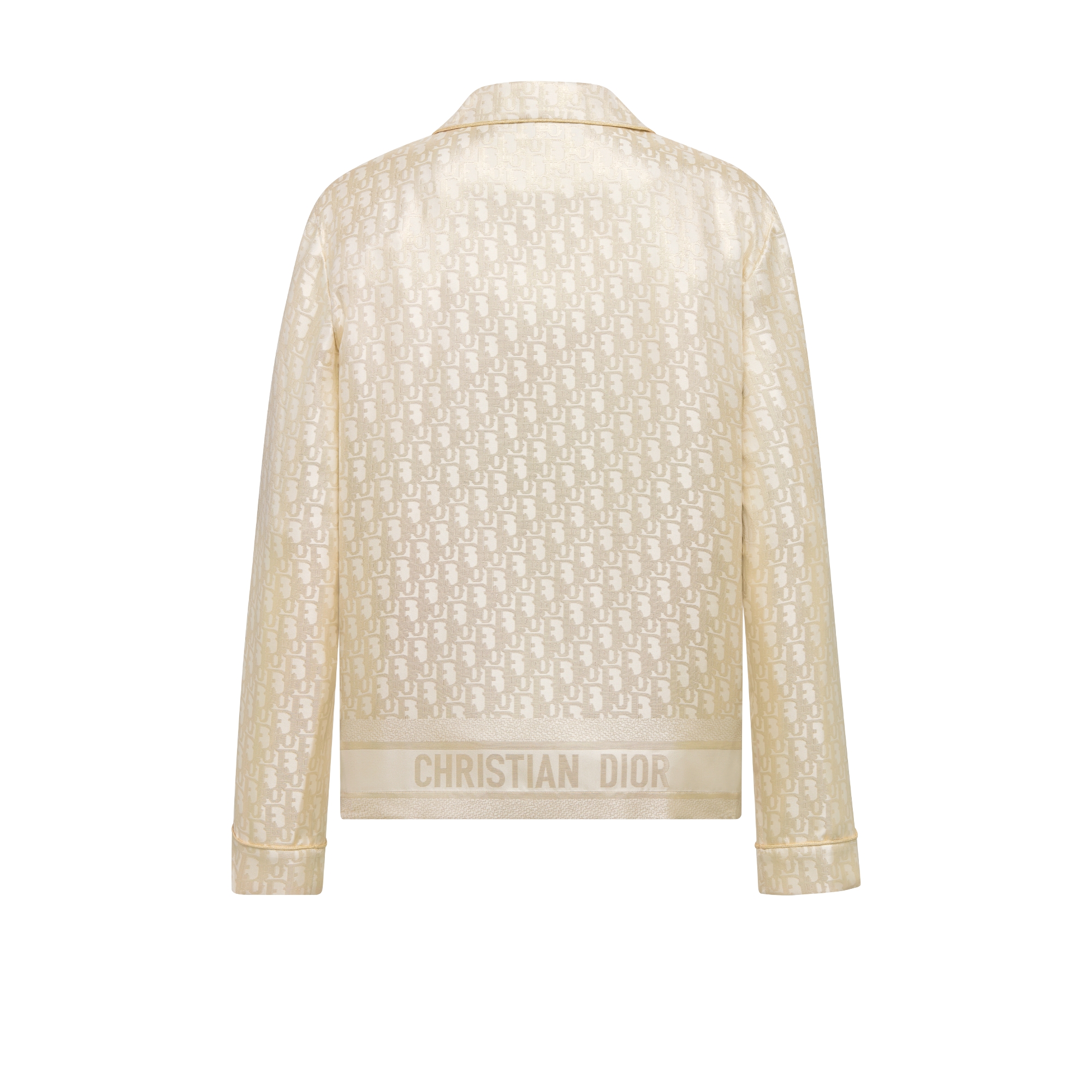 Dior Or Shirt White and Gold-Tone Silk Twill with Dior Oblique Motif E08