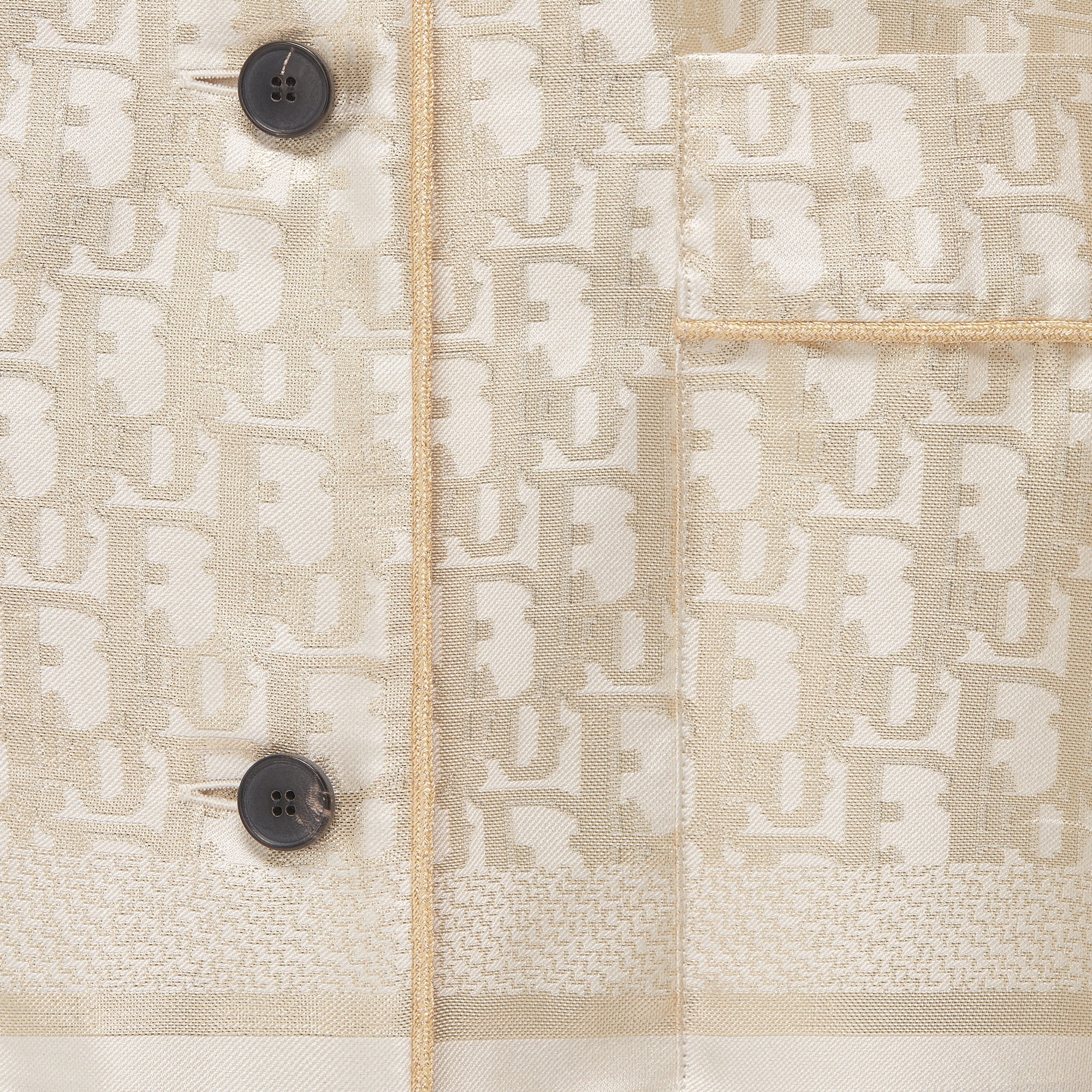 Dior Or Shirt White and Gold-Tone Silk Twill with Dior Oblique Motif E09