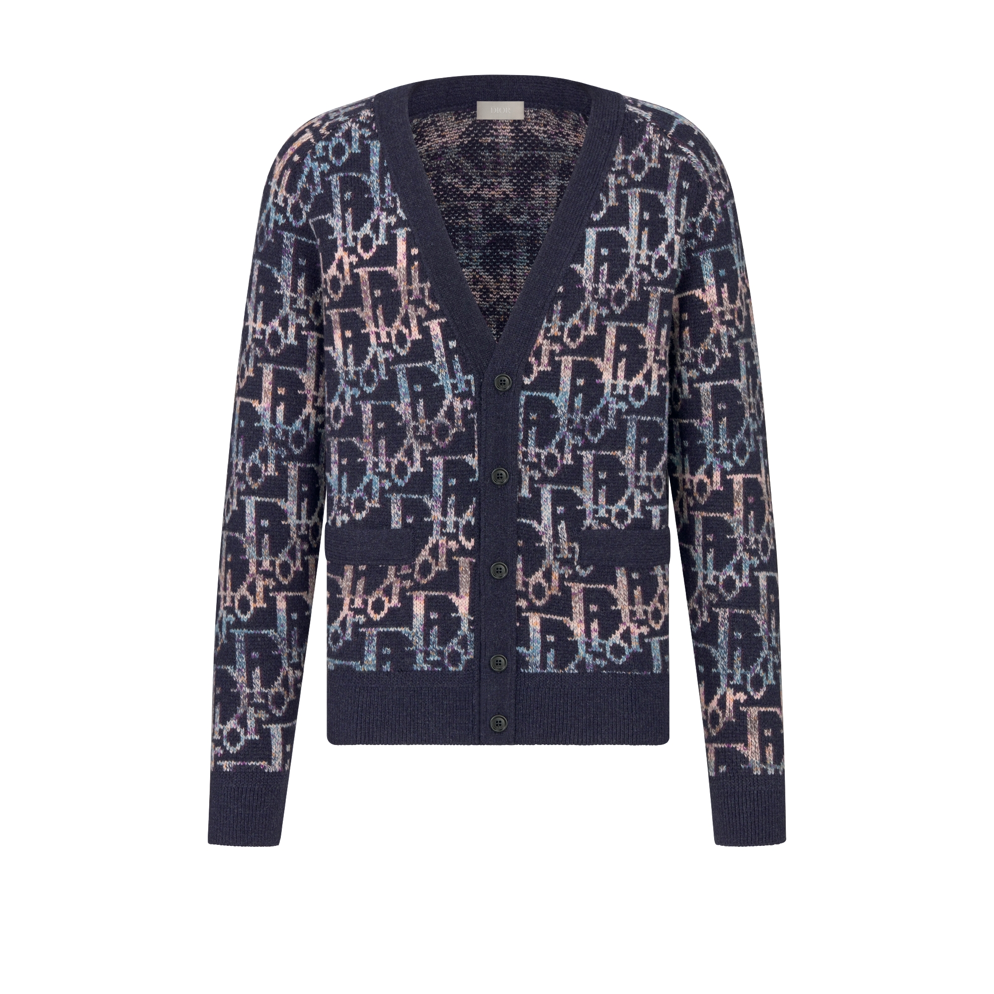 Dior Oblique Cardigan Wolljacquard in Blau E01