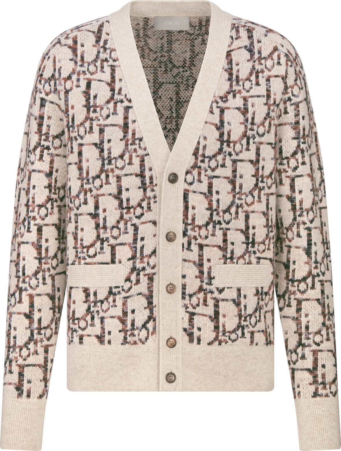 Dior Oblique Cardigan Beige and Brown Virgin Wool Jacquard DIOR