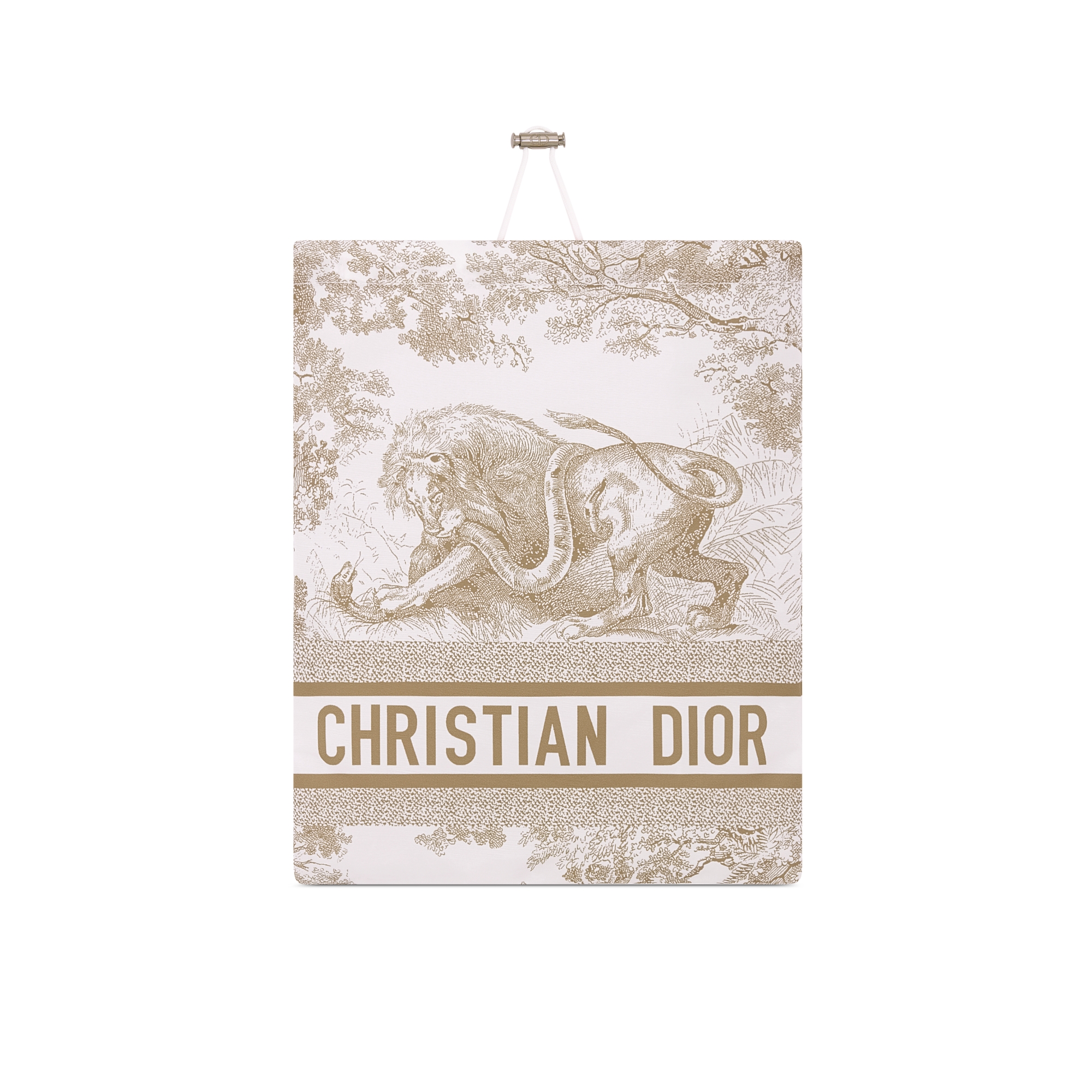 Dioriviera Bikini Top White and Hazelnut Technical Fabric with Toile de Jouy Sauvage Motif E10