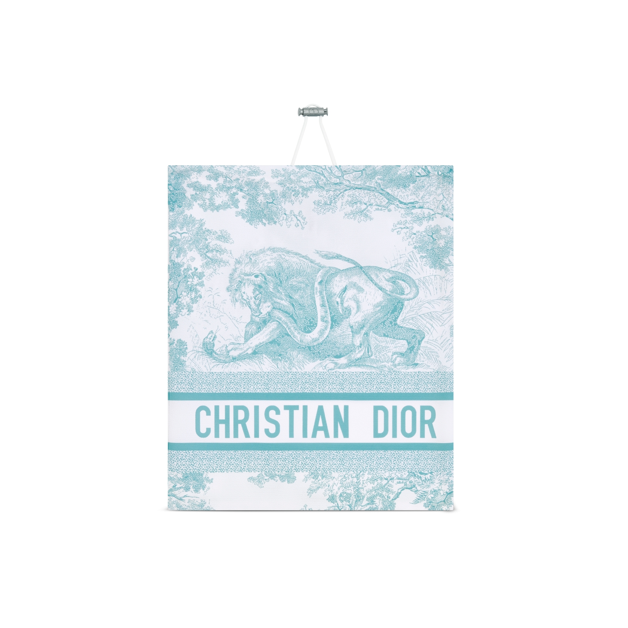 لباس سباحة Dioriviera من قطعة واحدة قماش تقنيّ باللون الأبيض مع نمط توال دو جوي سوفاج بلون أخضر زنبق الوادي E10