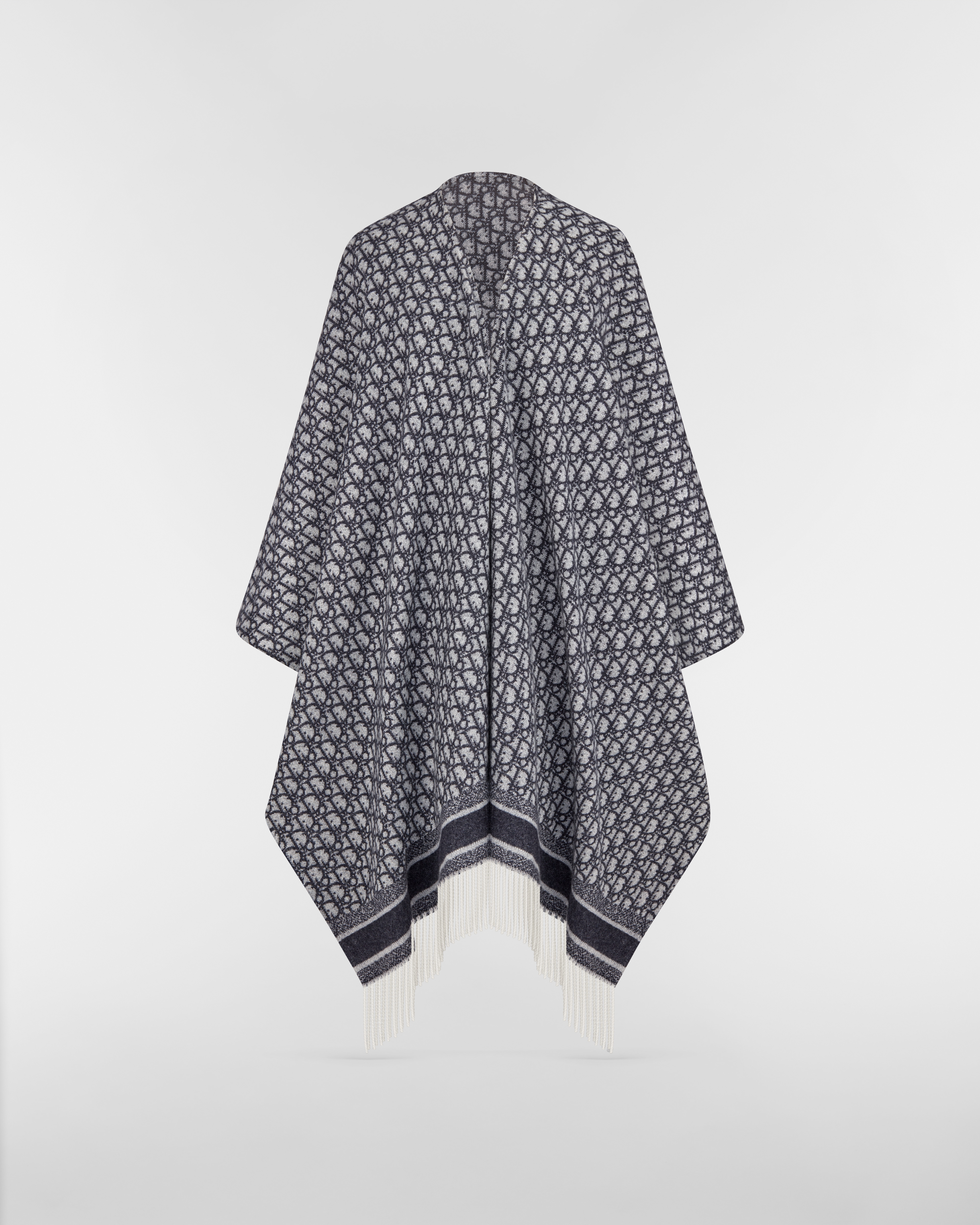 Dior 印花斗篷 海军蓝色山羊绒面料 Oblique 印花 E01