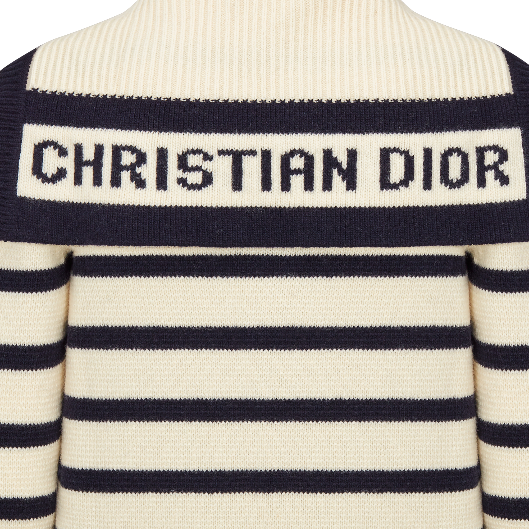 Cardigan Dior Marinière Maille de laine vierge et cachemire à motif D-Stripes bleu marine et écru E09