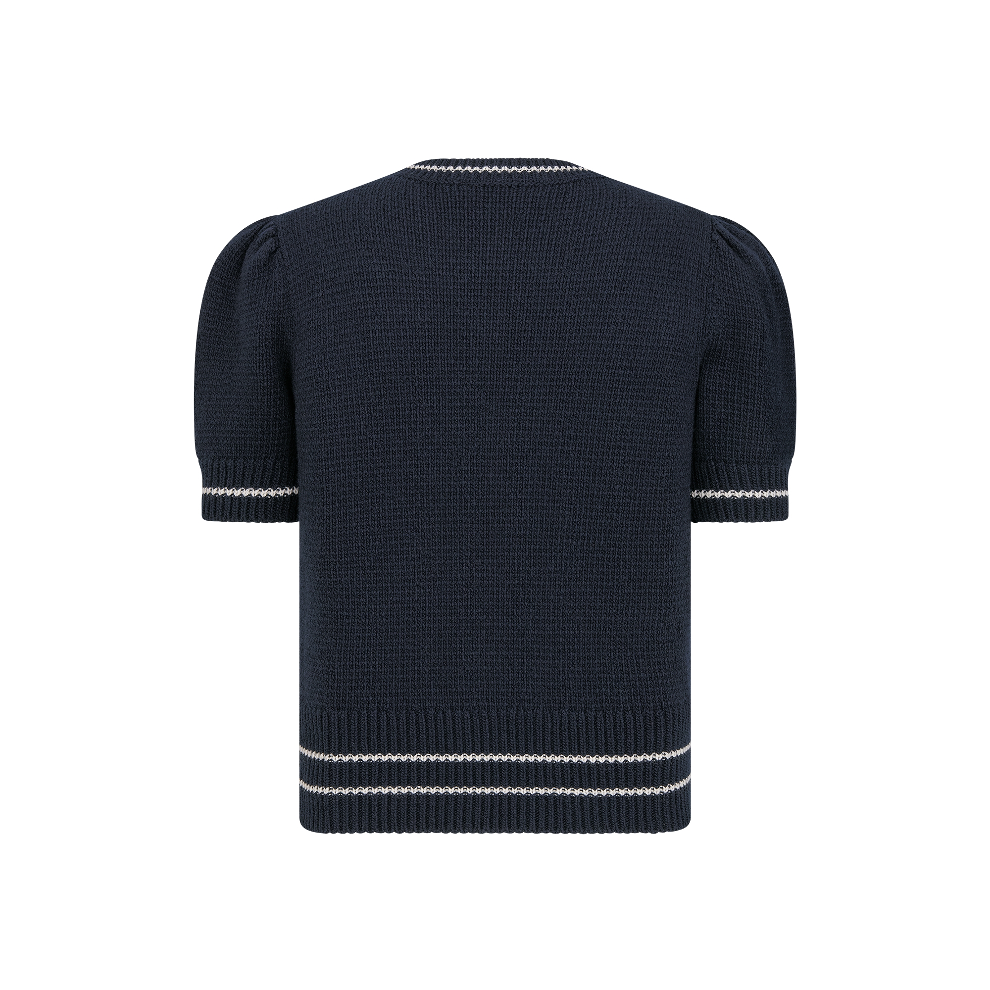 Christian Dior Short-Sleeved Sweater Navy Blue Cashmere and Wool Knit E08