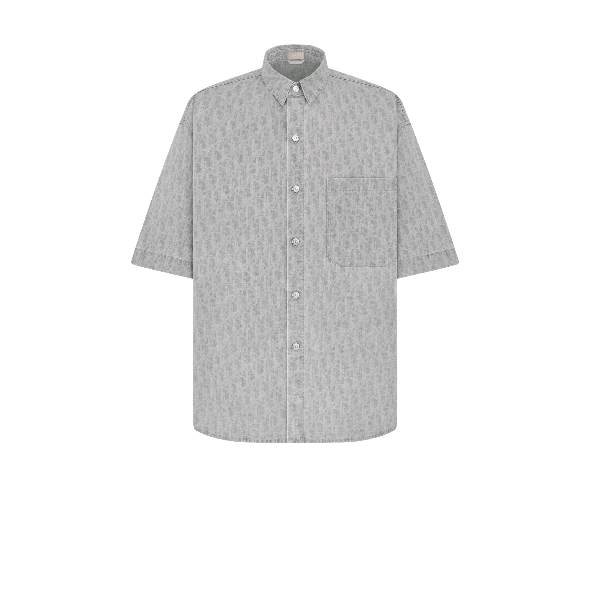 Dior Oblique Short-Sleeved Overshirt Gray Cotton Denim E01