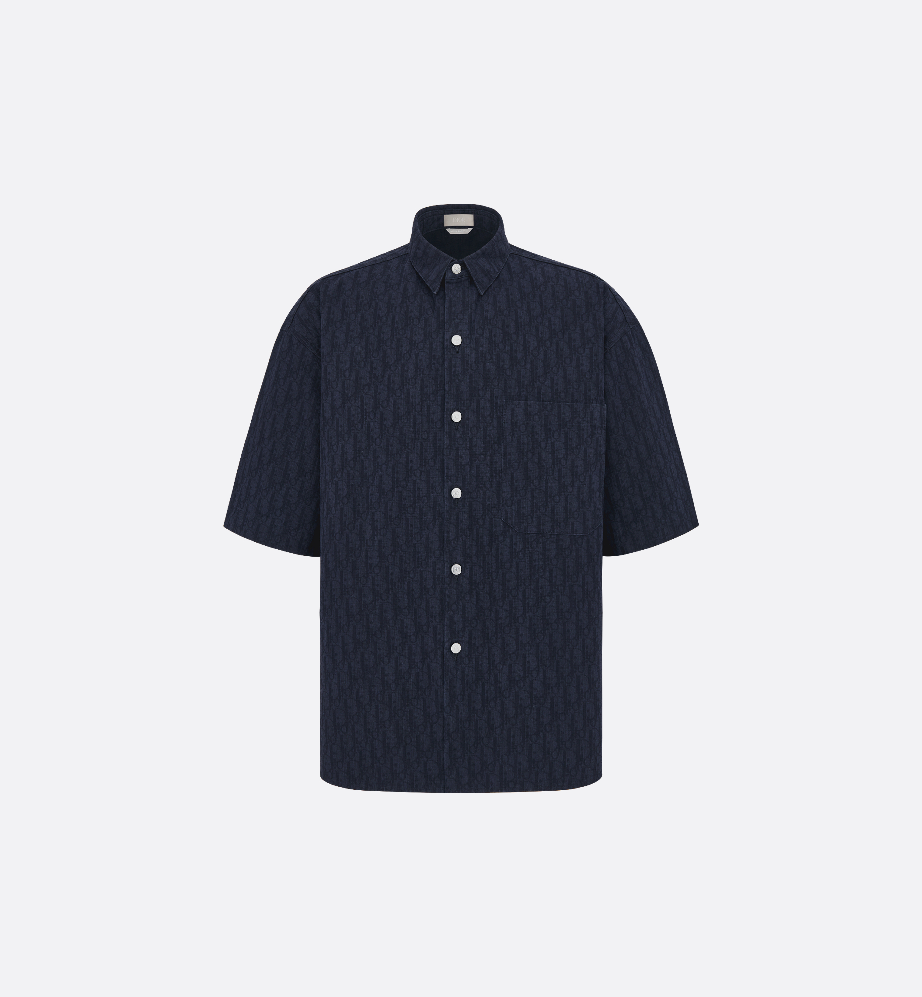 Short-Sleeved Overshirt Navy Blue and Black Dior Oblique Short-Sleeved Overshirt Navy Blue and Black Dior Oblique