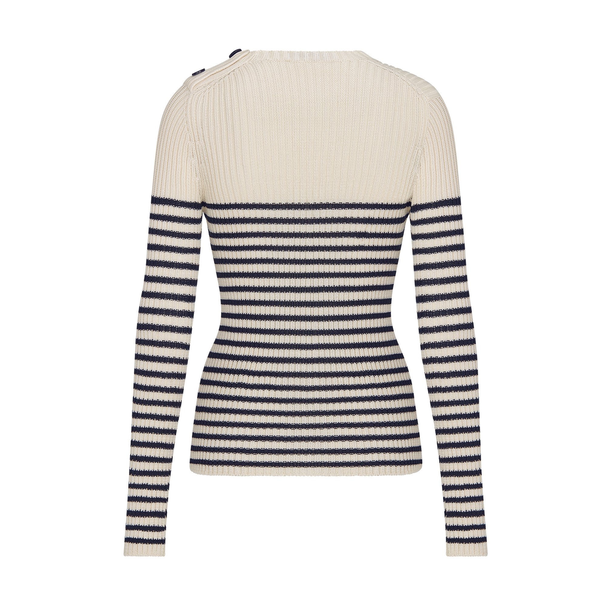 Dioriviera Sweater Ecru and Navy Blue Cotton Knit with Signature E08