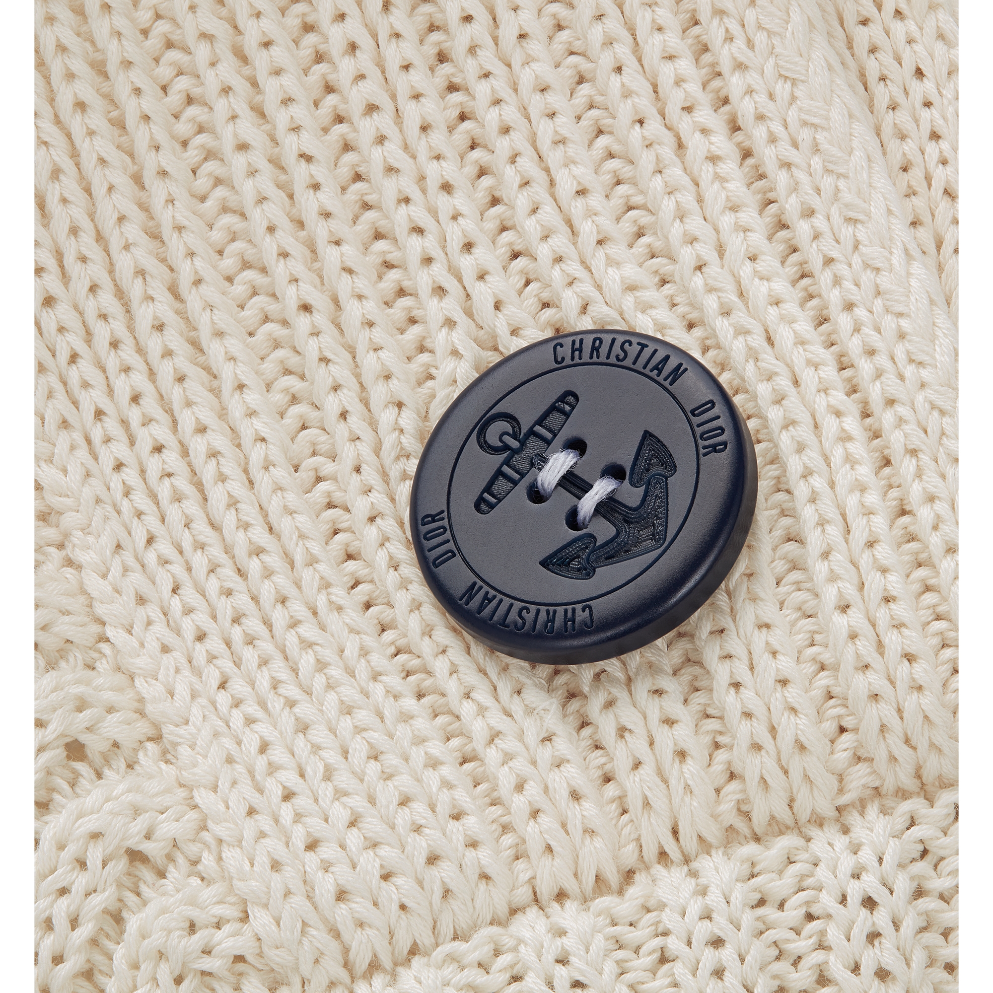 Dioriviera Sweater Ecru and Navy Blue Cotton Knit with Signature E10