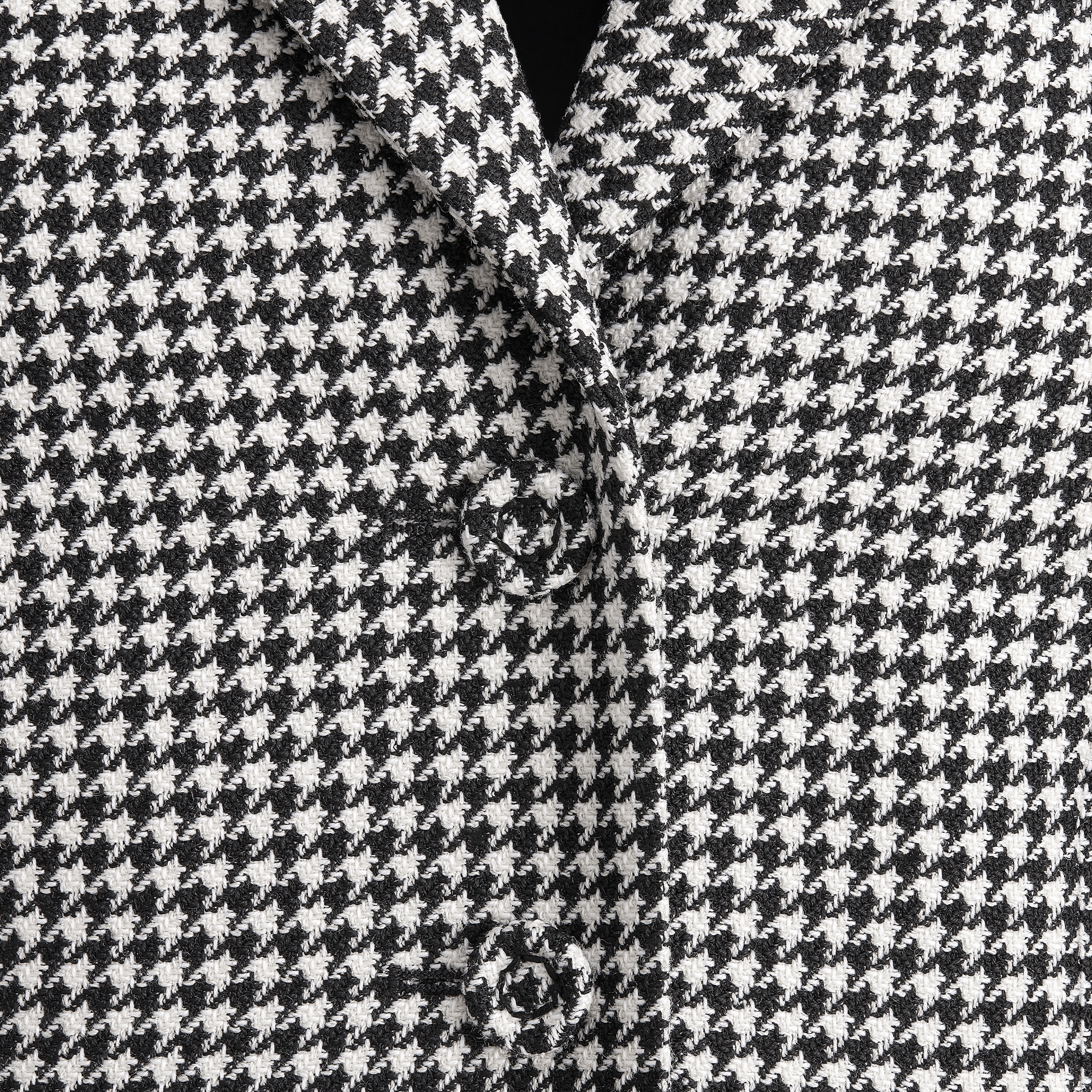 30 Montaigne Bar Jacket Black and White Single-Breasted Houndstooth Wool E09