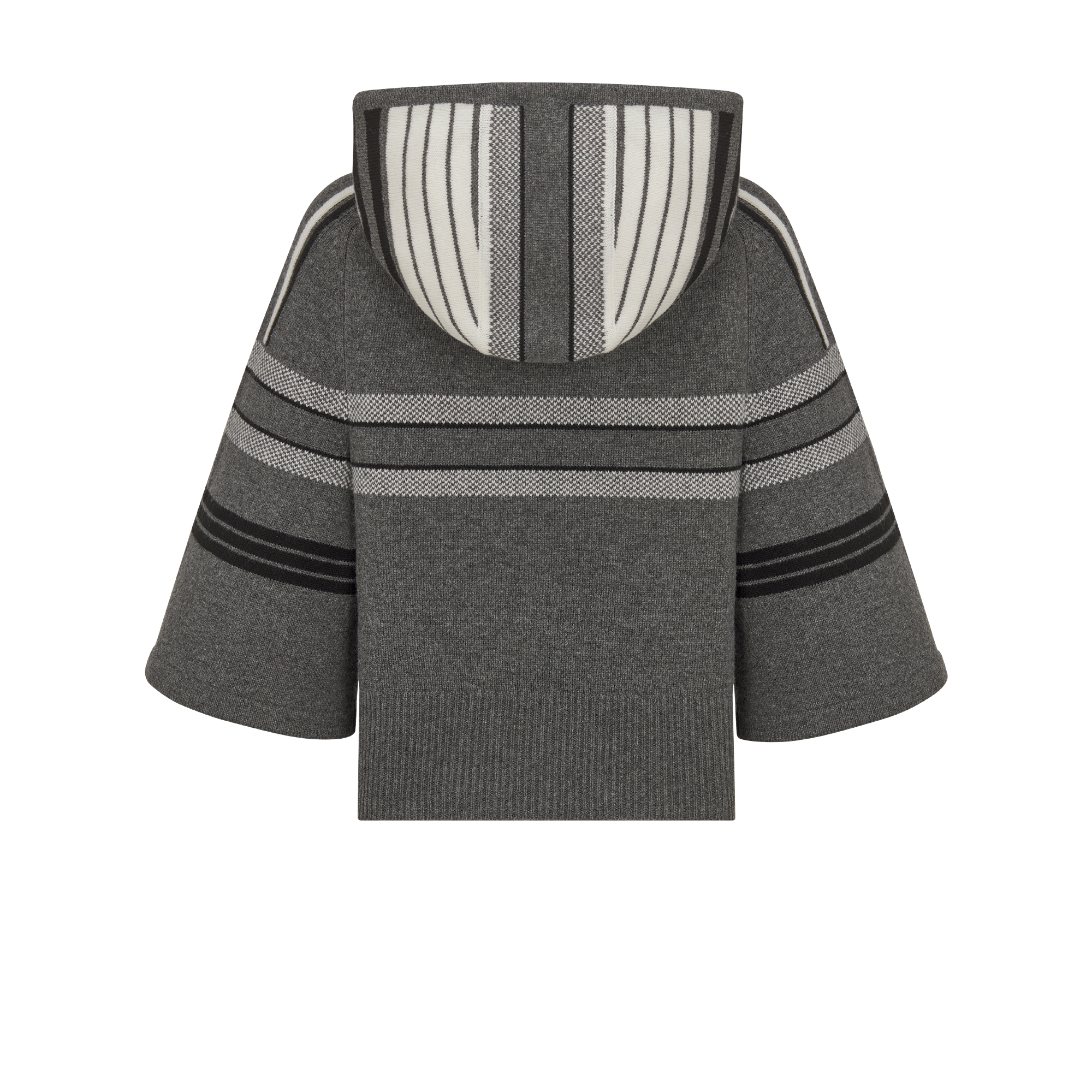 Pulôver DiorAlps com capuz e mangas três quartos Malha de lã e cashmere cinza com motivo Dior Star branco E08