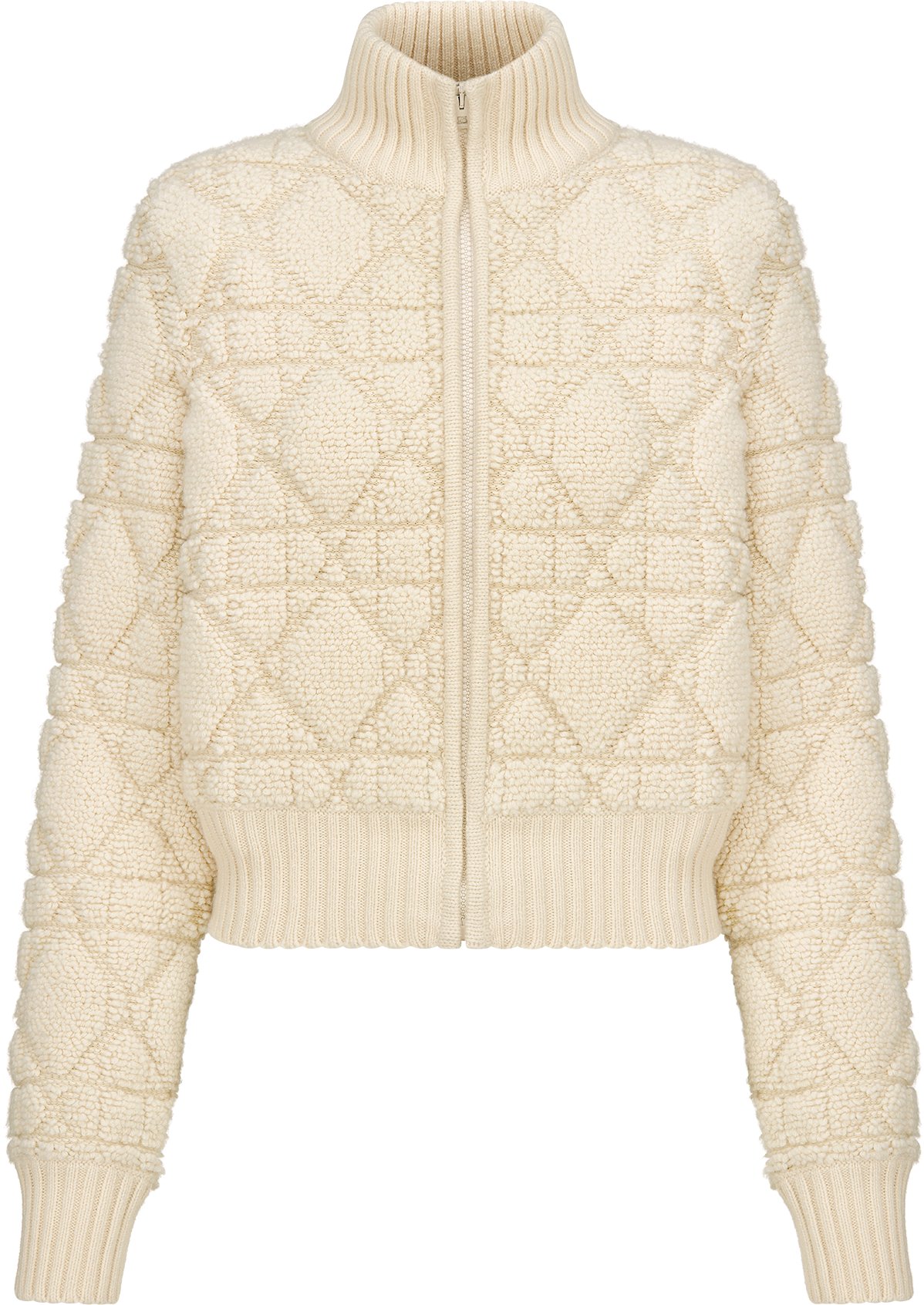 Macrocannage Zipped Cardigan Front view Front view