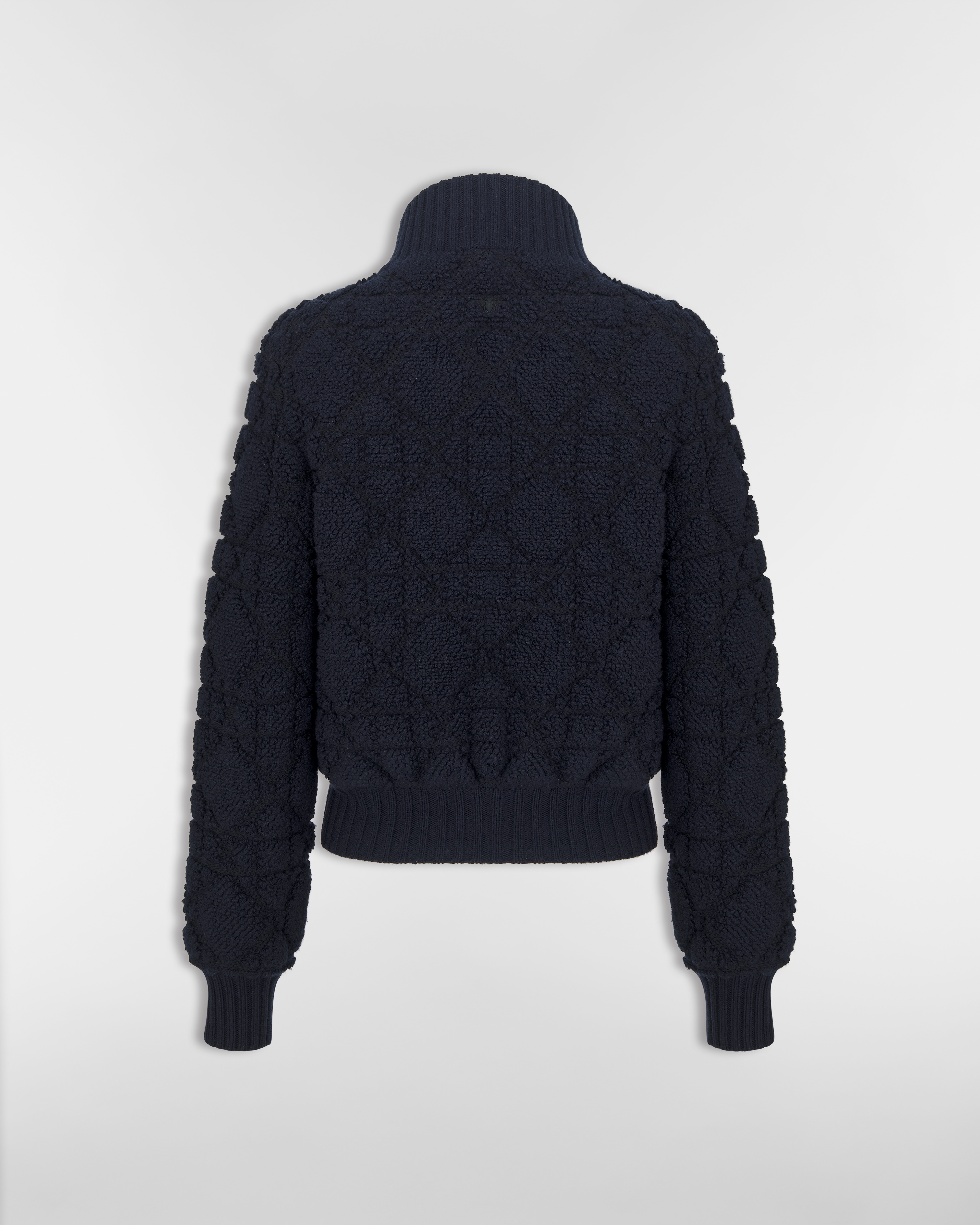 DiorAlps Macrocannage Zipped Cardigan Navy Blue Wool- and Cashmere-Blend Knit E08