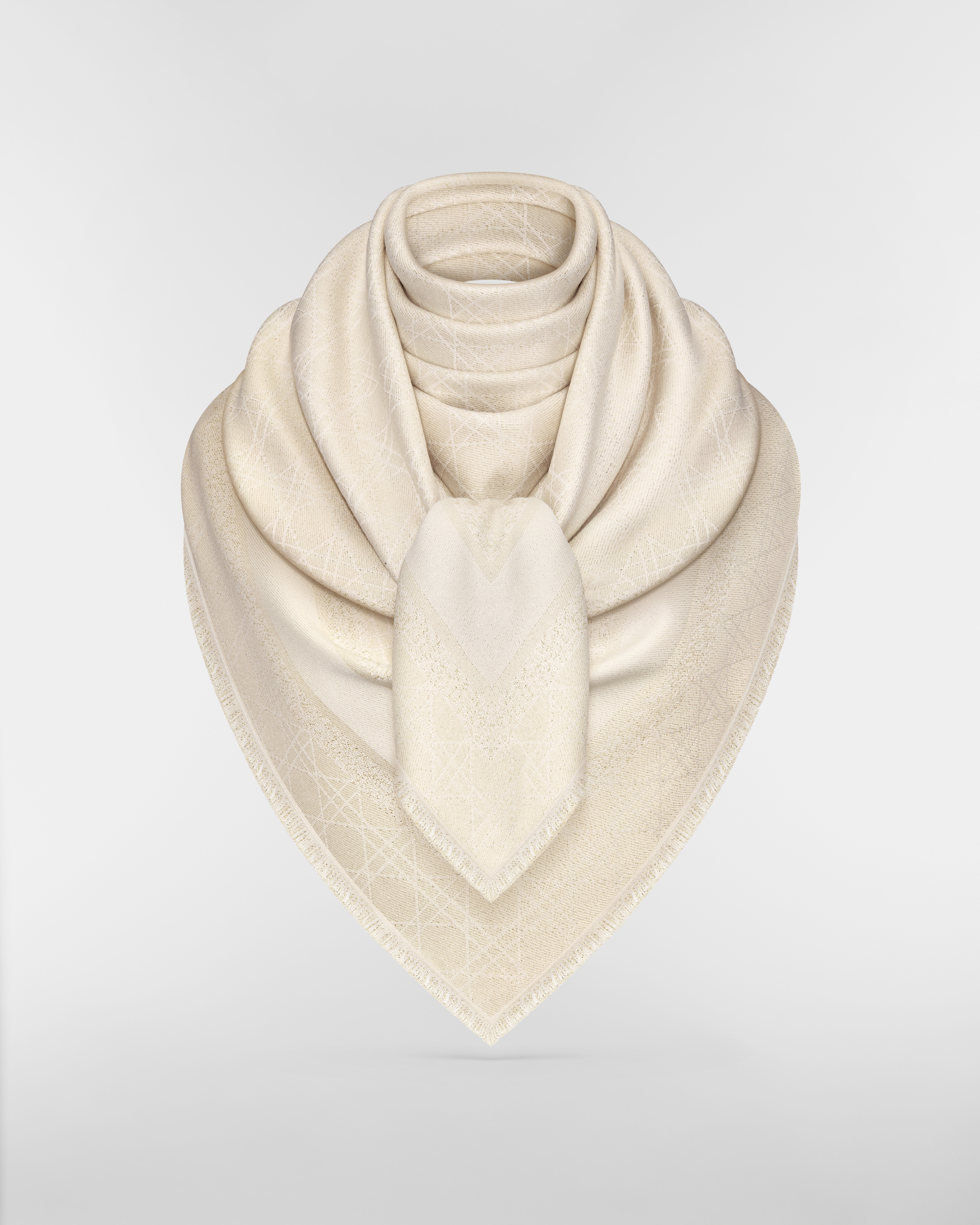 Scialle Dior Cannage Misto seta e filo metallizzato color oro E02