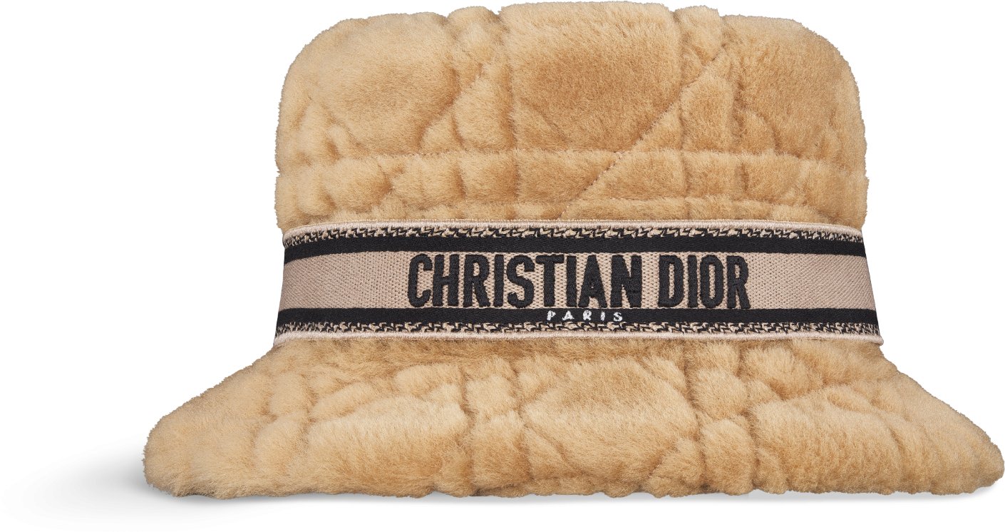 D Bobby Cannage Small Brim Bucket Hat Deep Blue Shearling DIOR