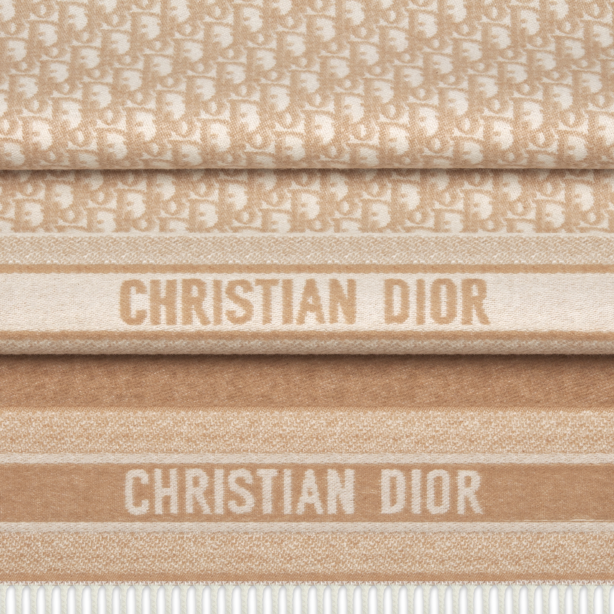 Dior Oblique-sjaal Ecru en beige kasjmier E09