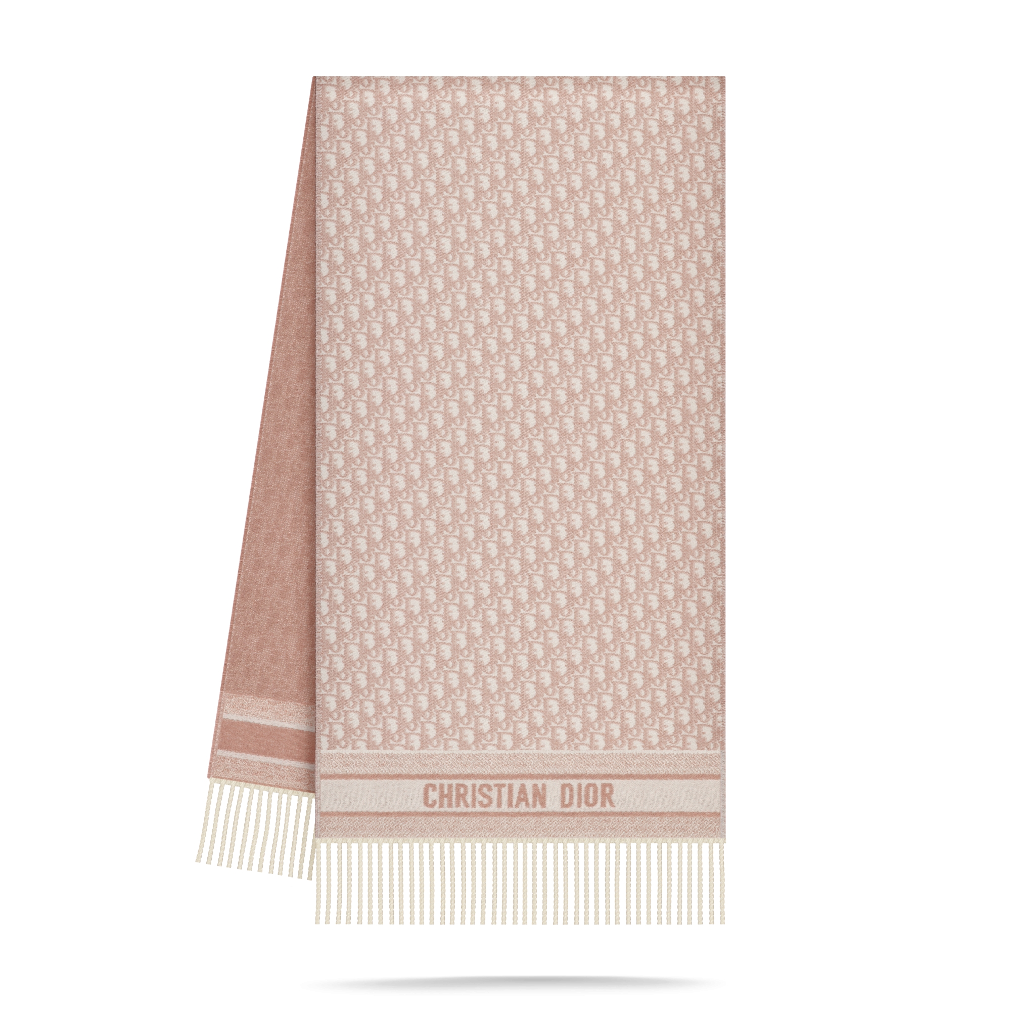 Dior Oblique Scarf Ecru and Rose des Vents Cashmere E03