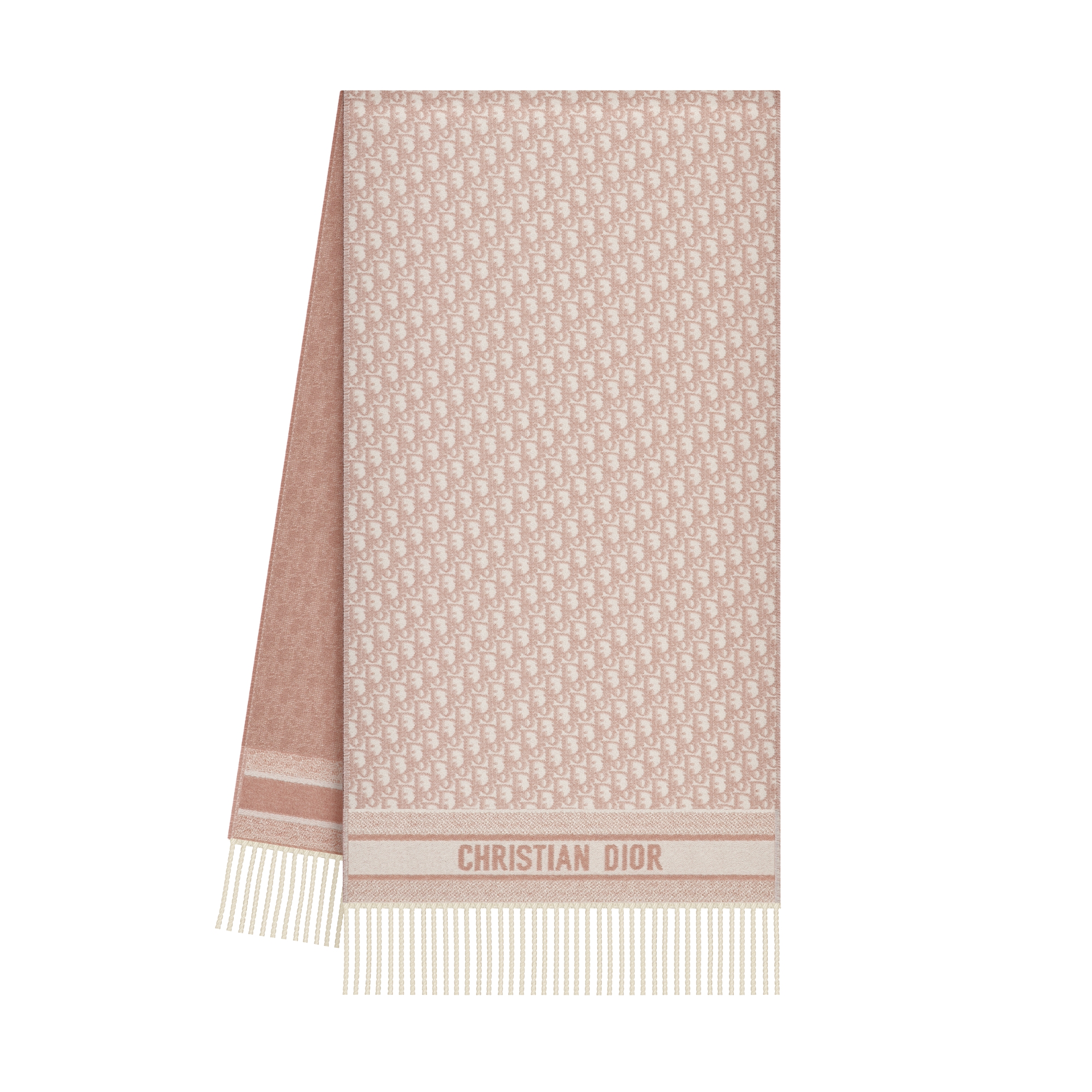 Dior Oblique Scarf Ecru and Rose des Vents Cashmere E03