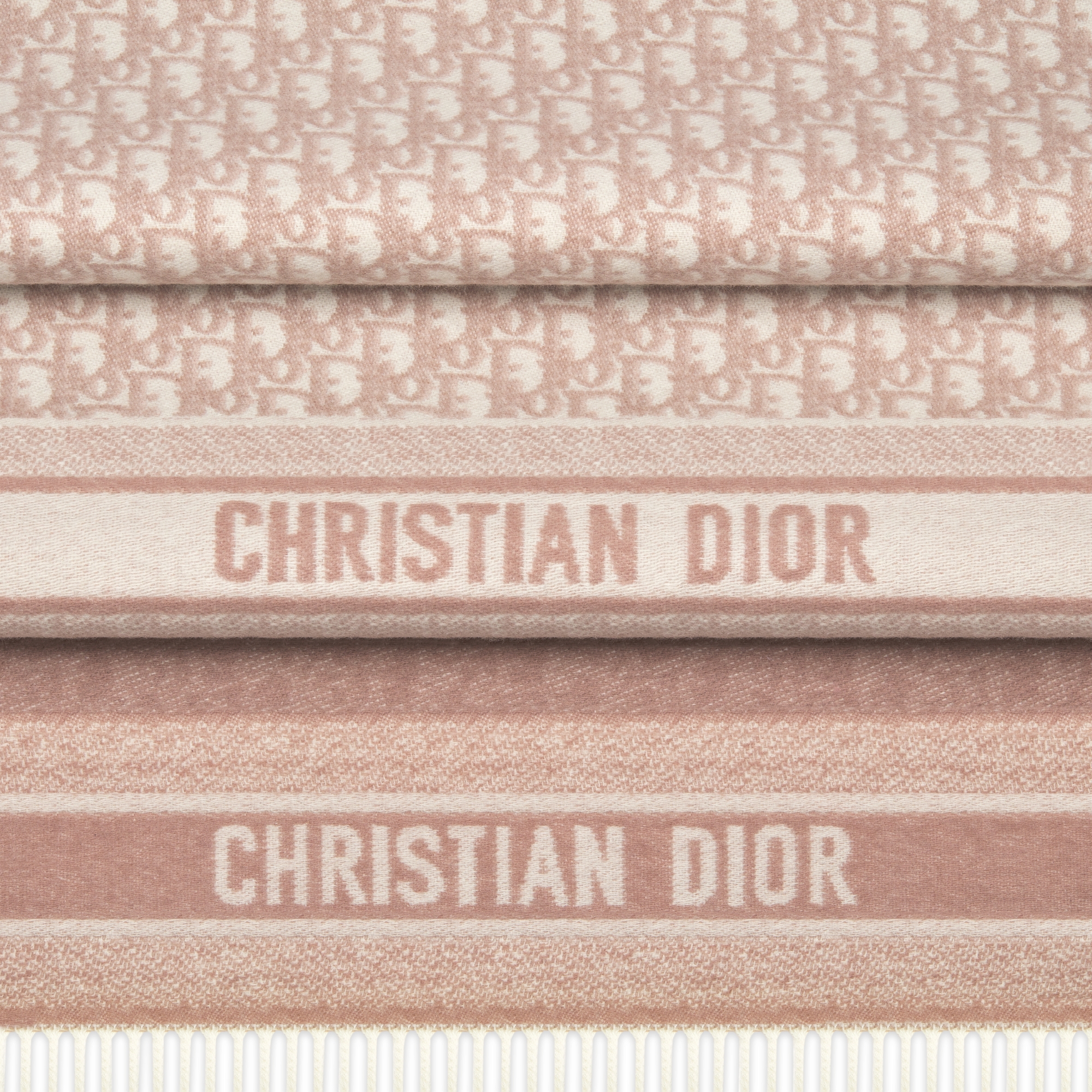 Dior Oblique Scarf Ecru and Rose des Vents Cashmere E09