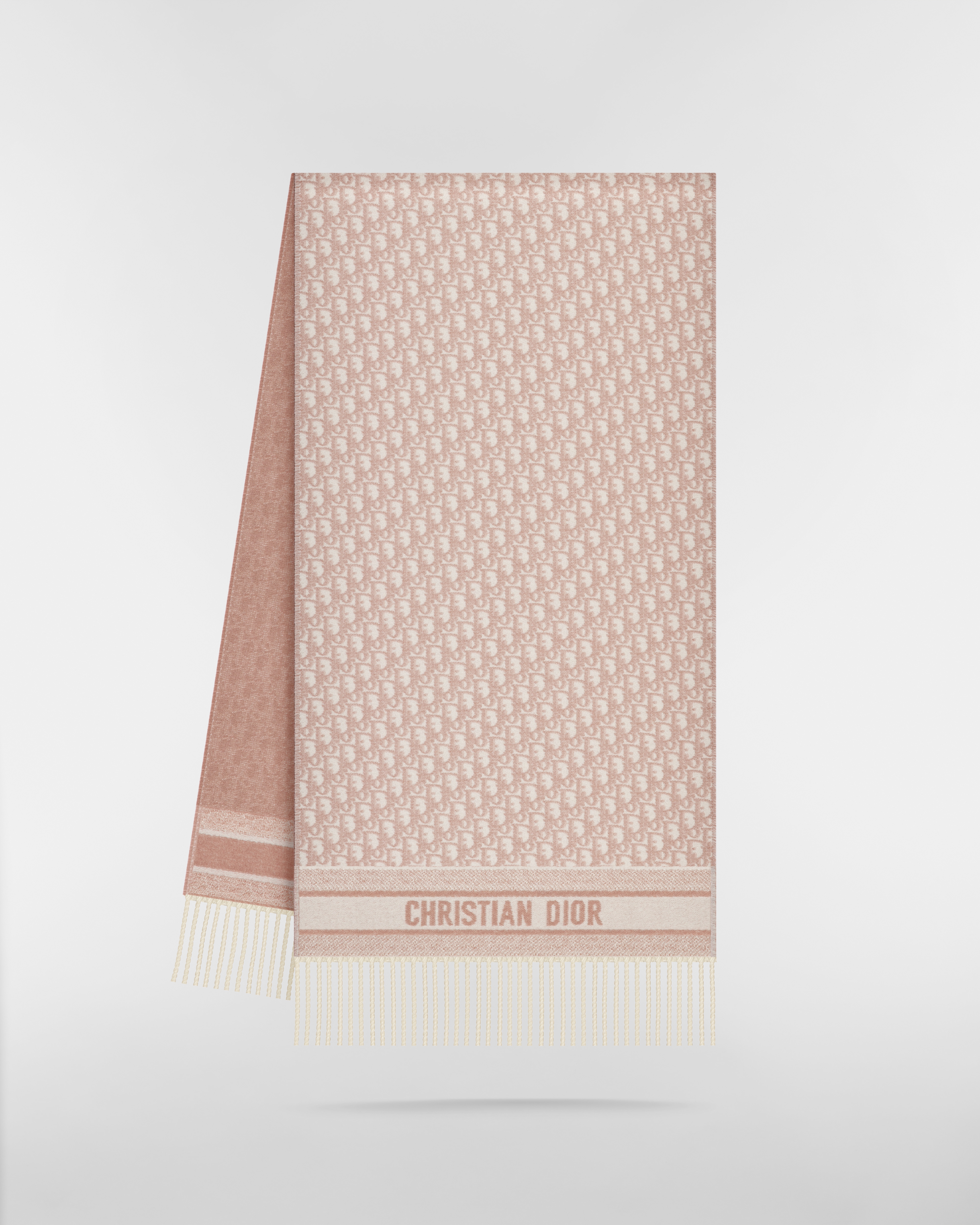 Dior Oblique-sjaal Ecru en Rose des Vents kasjmier E03