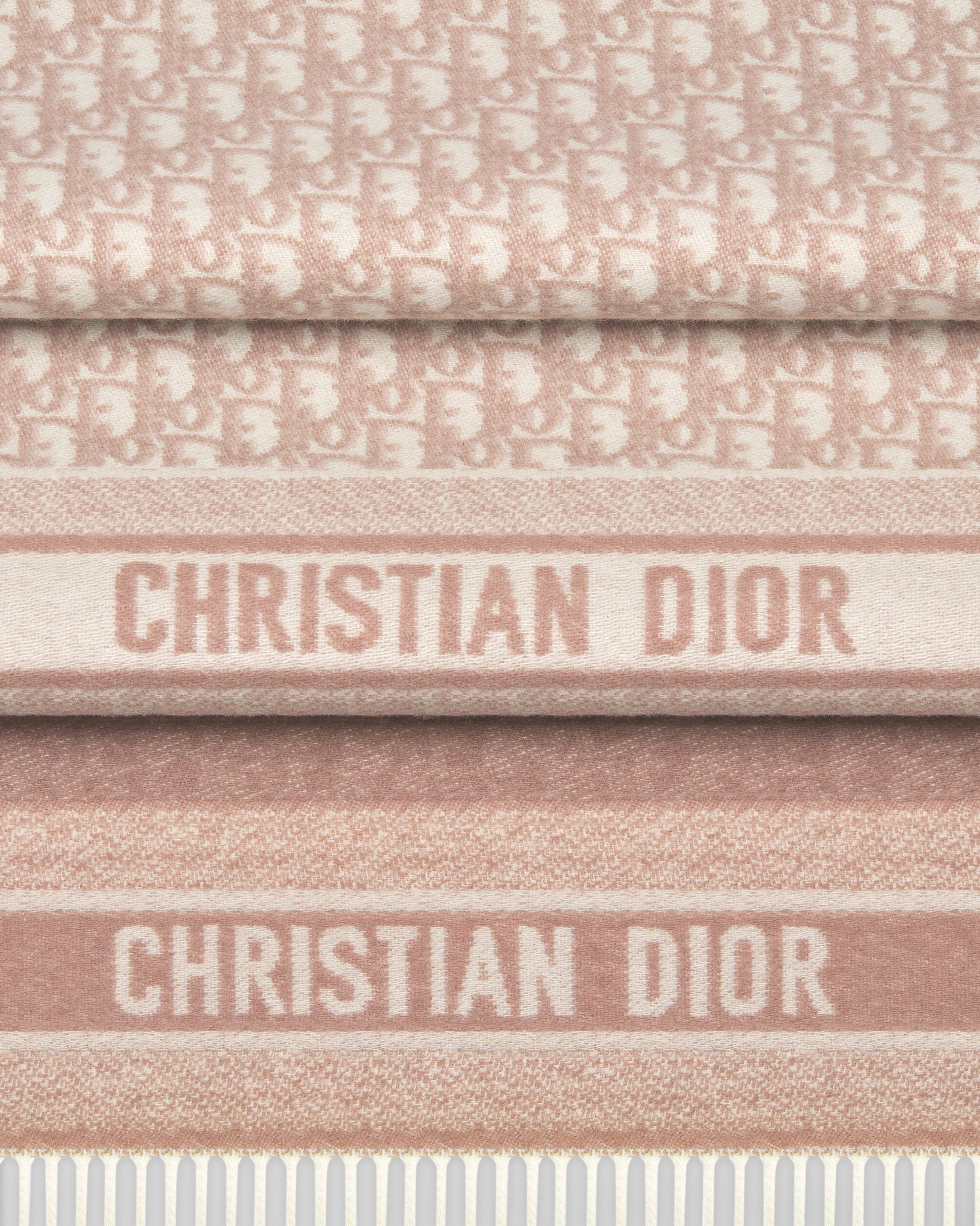 Dior Oblique-sjaal Ecru en Rose des Vents kasjmier E09