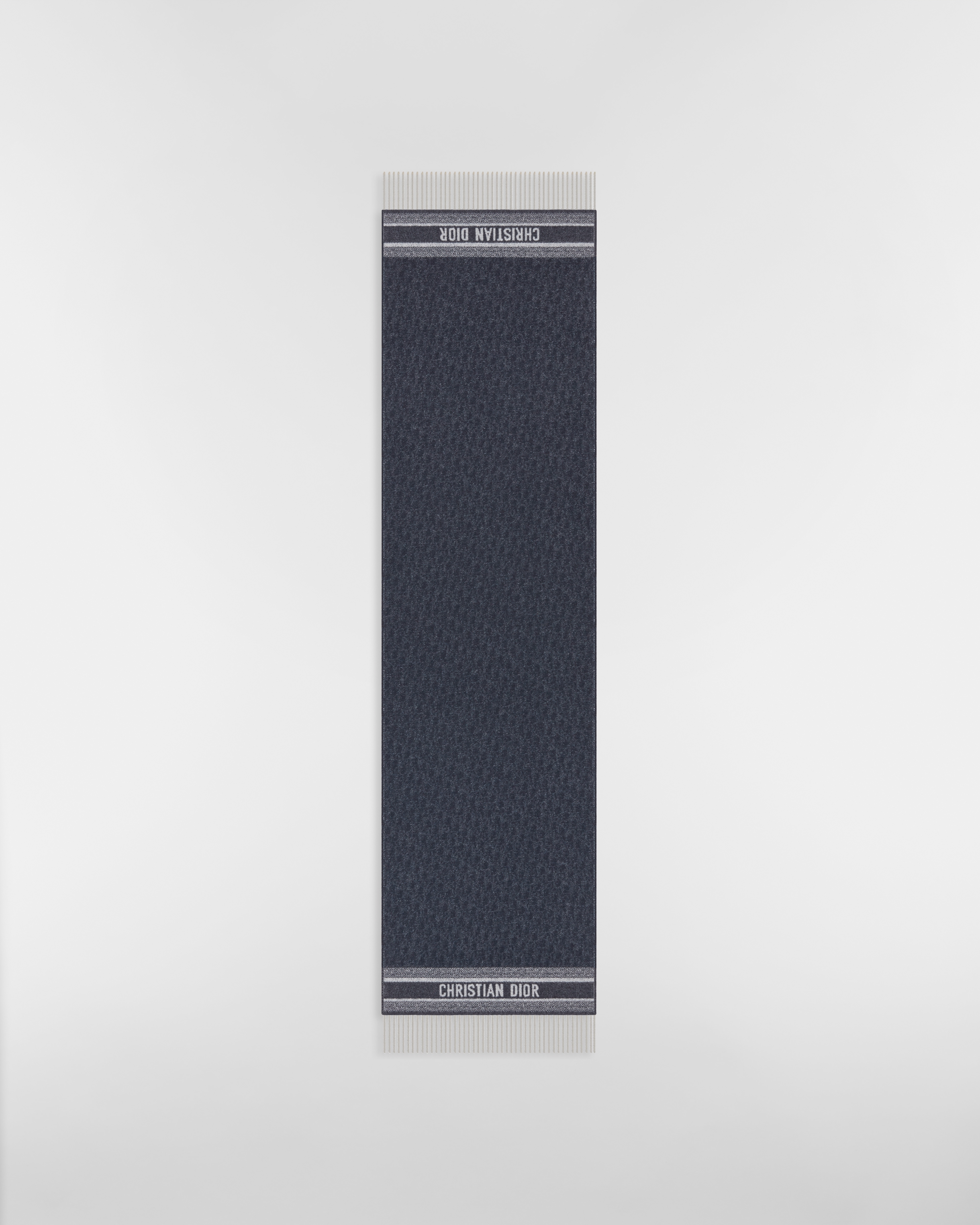 Dior Oblique-sjaal Ecru en marineblauw kasjmier E07