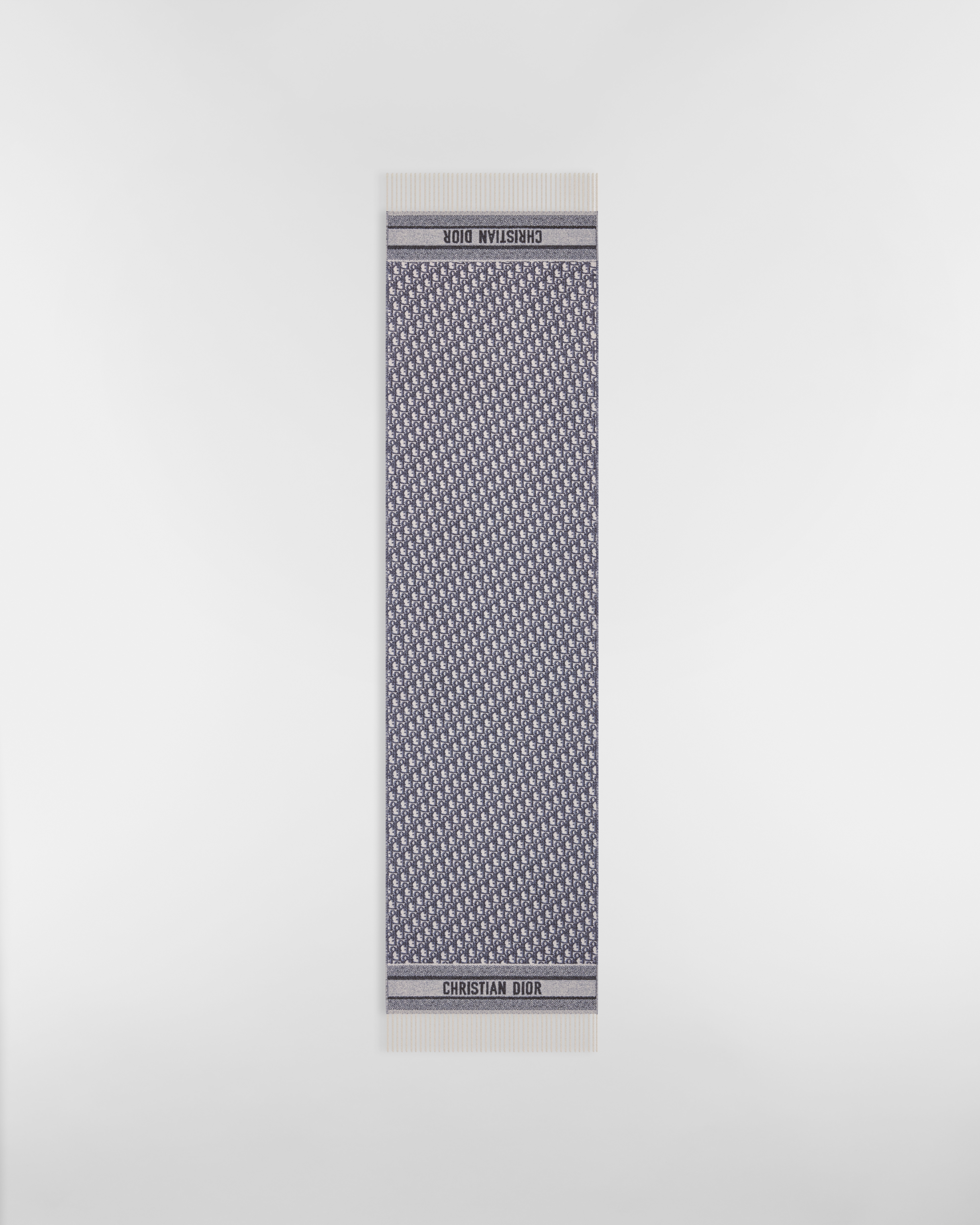 Dior Oblique Scarf Ecru and Navy Blue Cashmere E08