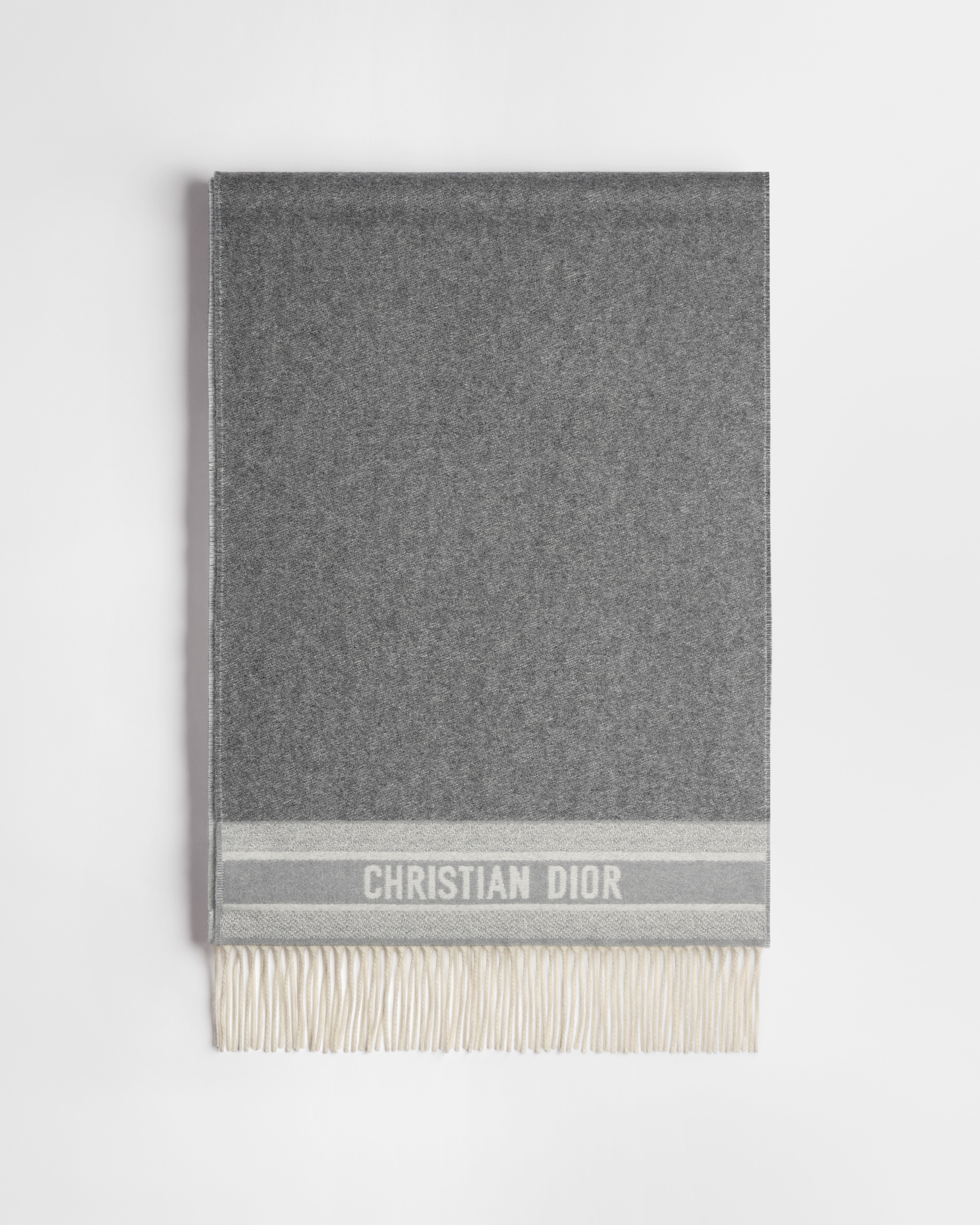 Dior Oblique Scarf Ecru and Gray Cashmere E01
