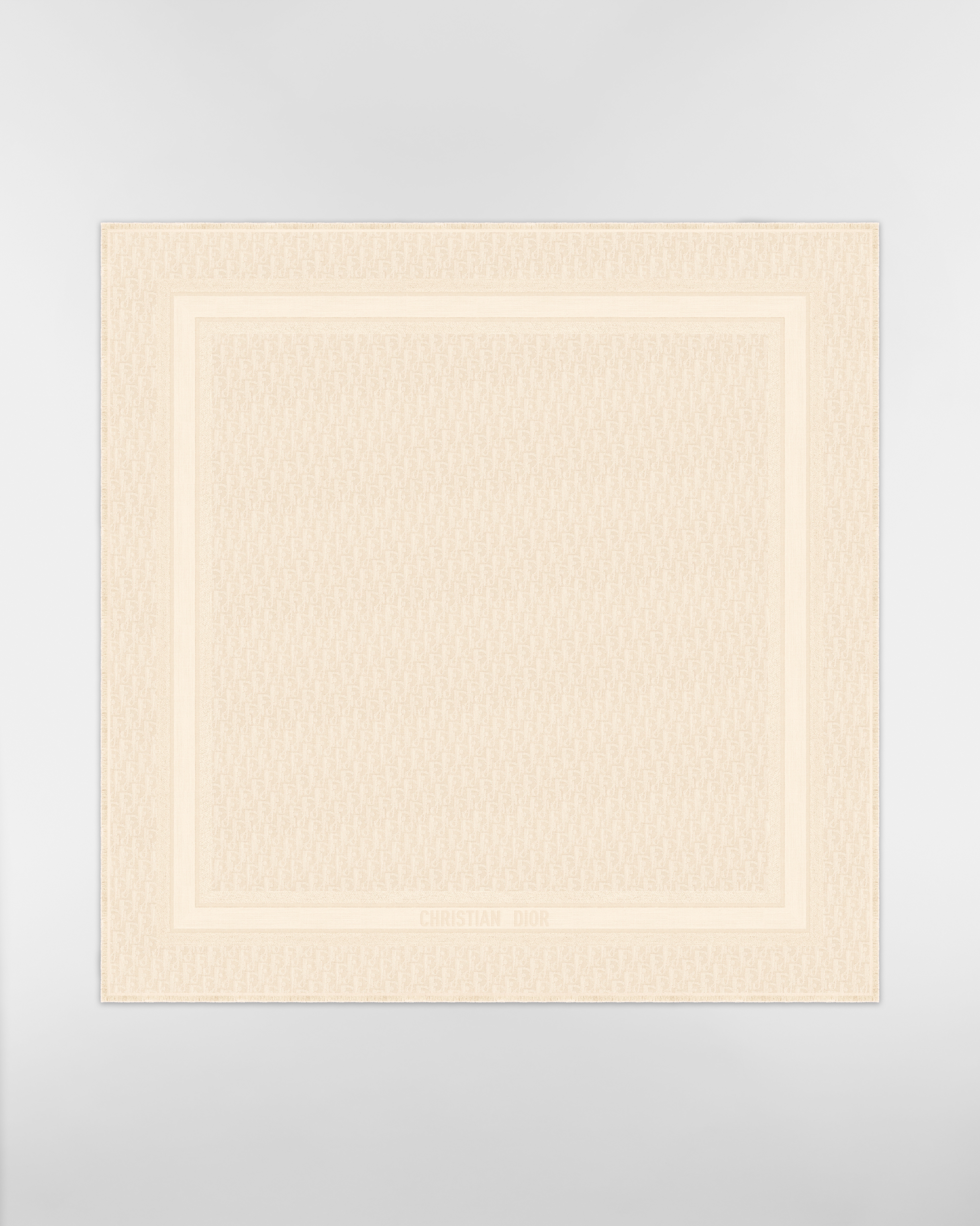 Scialle Dior Oblique Lana, seta e cachemire bianchi E01