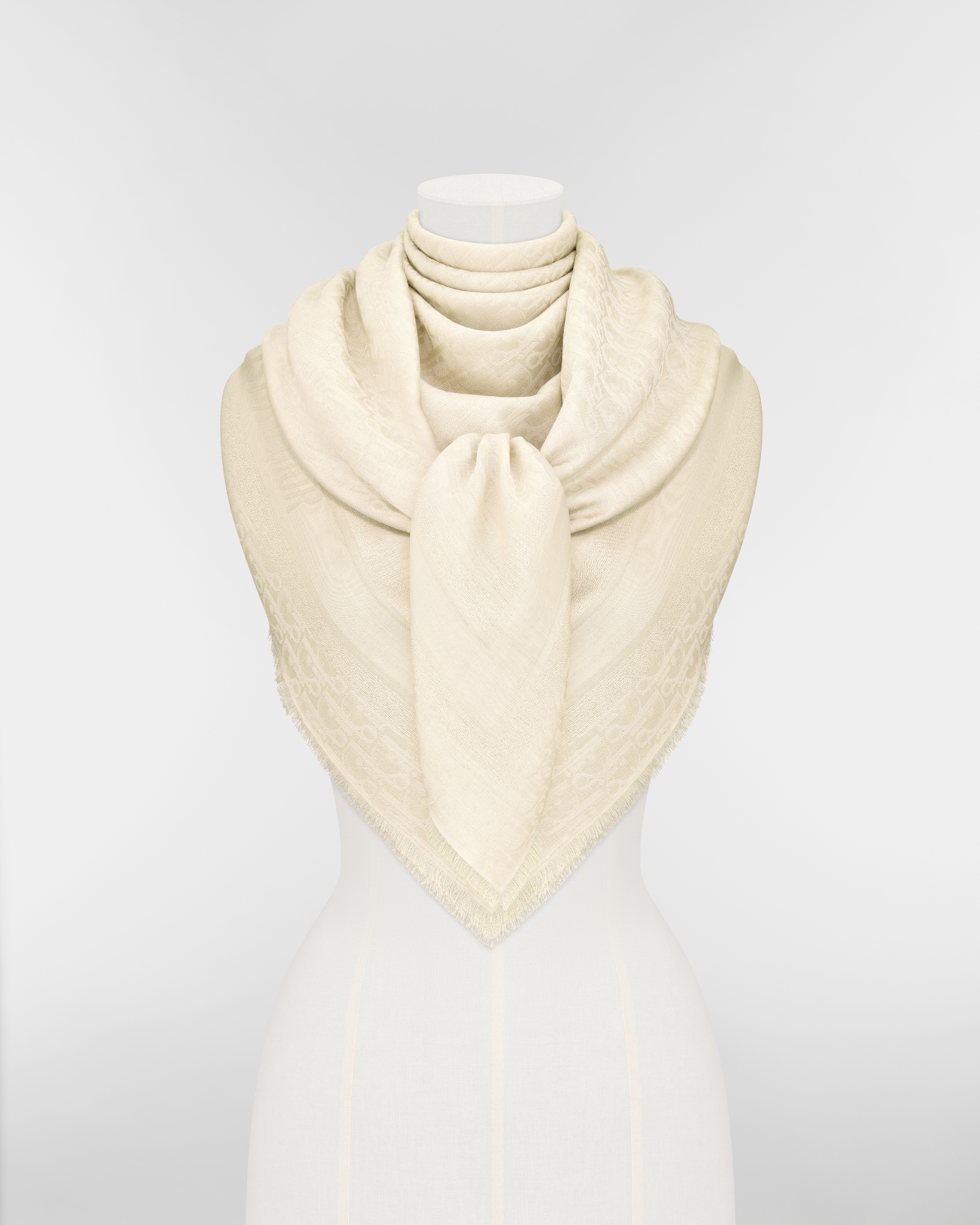 Dior 印花披肩 白色绵羊毛混纺面料 Oblique 印花 E12