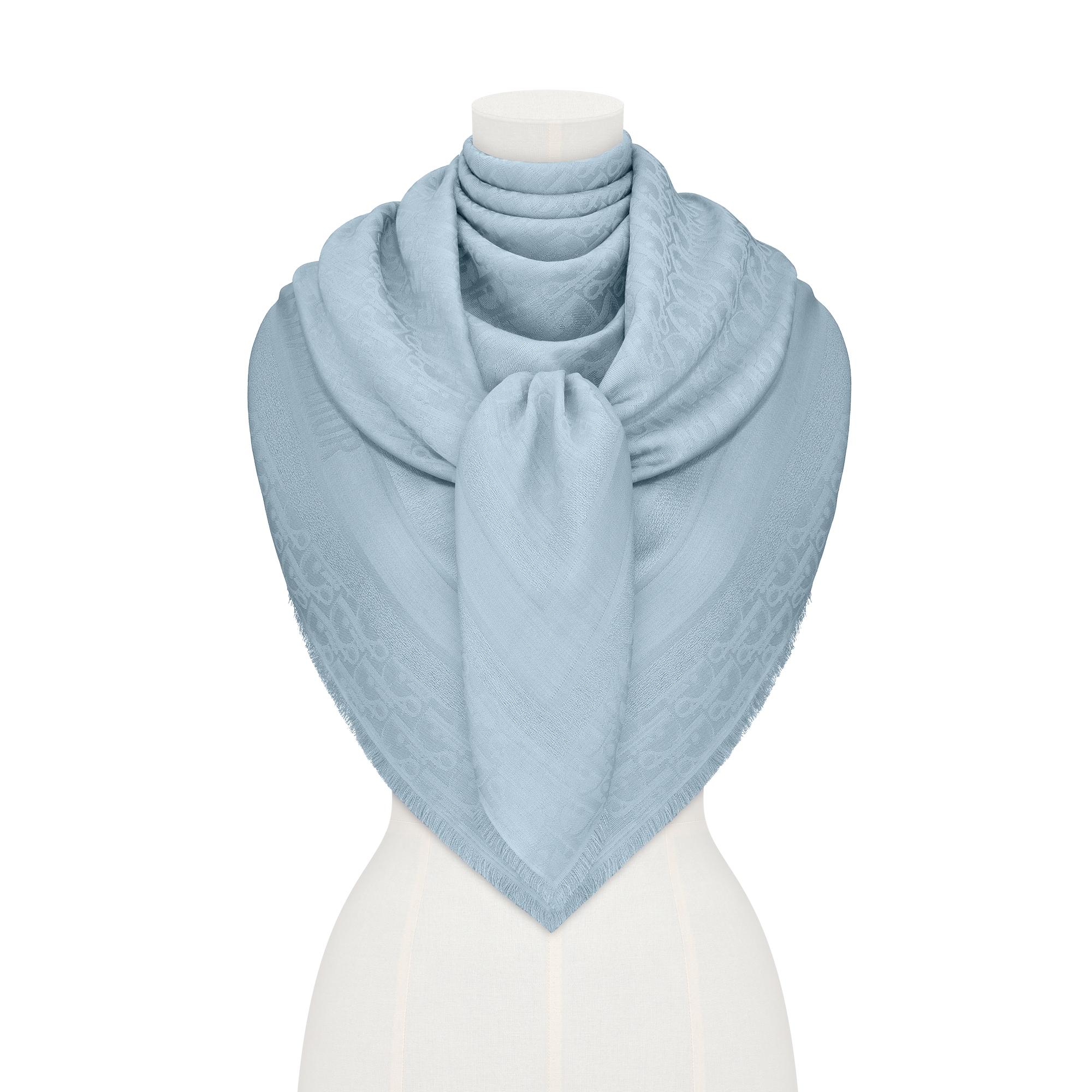 Dior Oblique Shawl Horizon Blue Wool, Silk and Cashmere E02