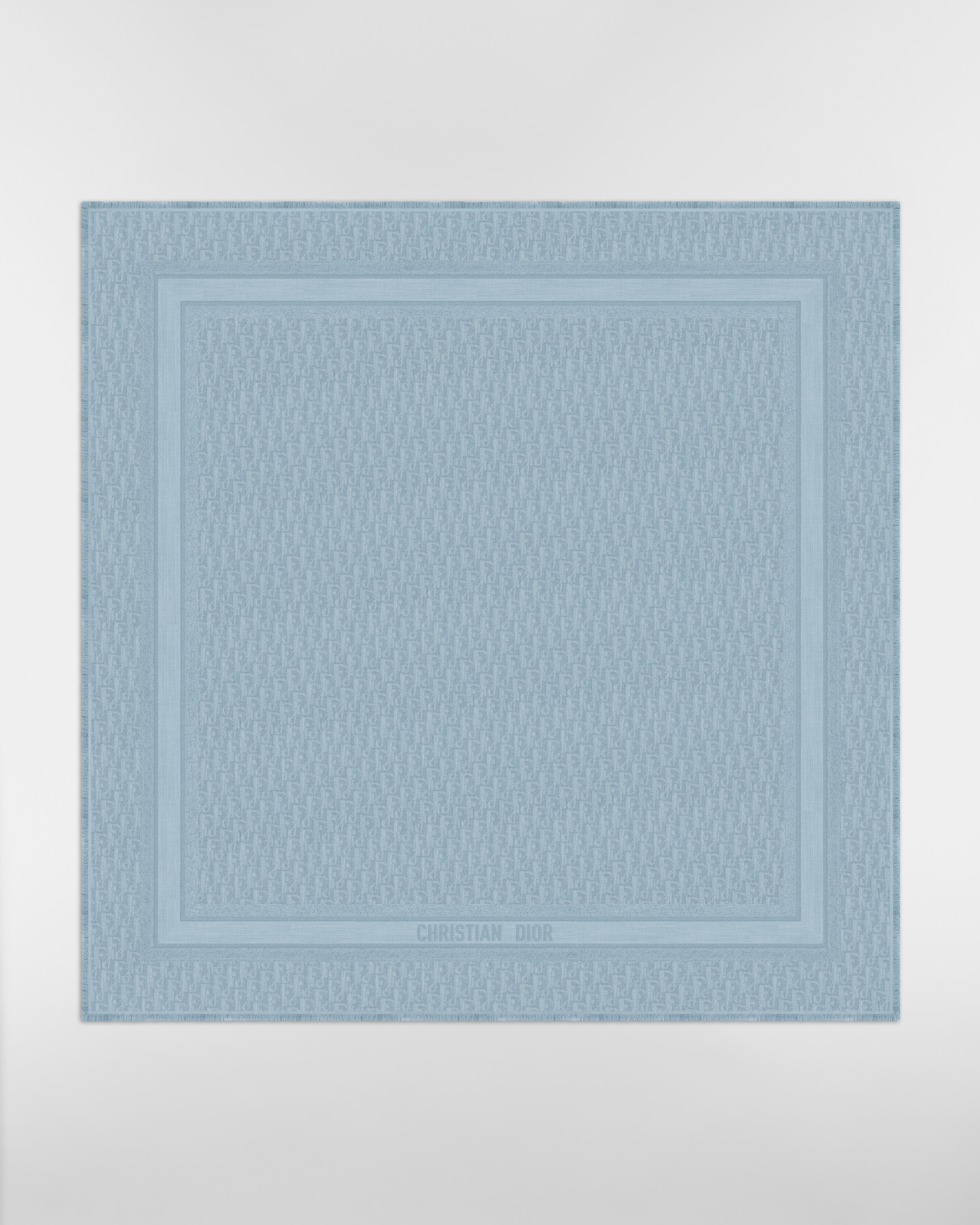 Dior Oblique 披肩 蒼藍色羊毛、絲綢和喀什米爾羊絨 E01