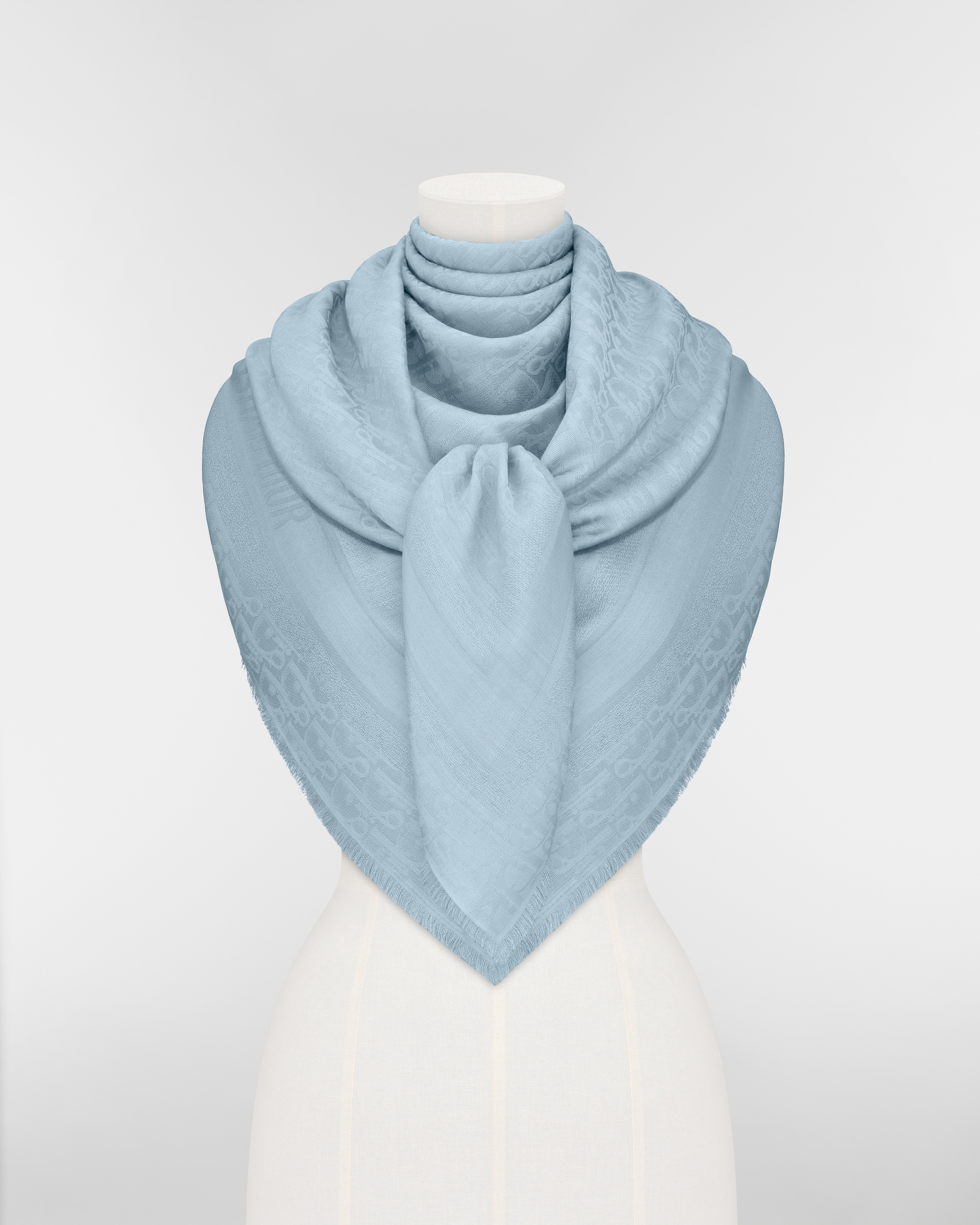 Dior Oblique Shawl Horizon Blue Wool, Silk and Cashmere E02
