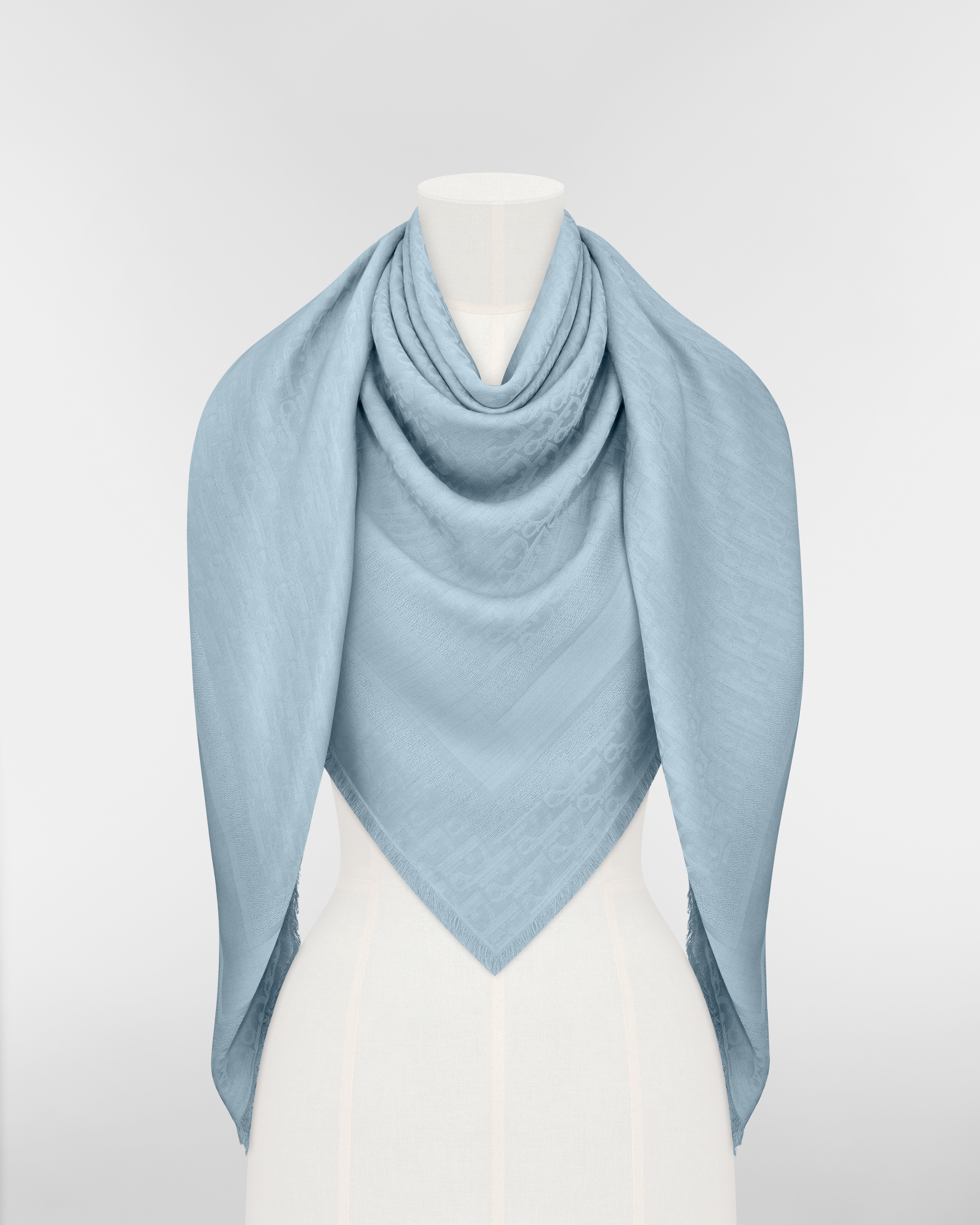 Dior Oblique Shawl Horizon Blue Wool, Silk and Cashmere E10