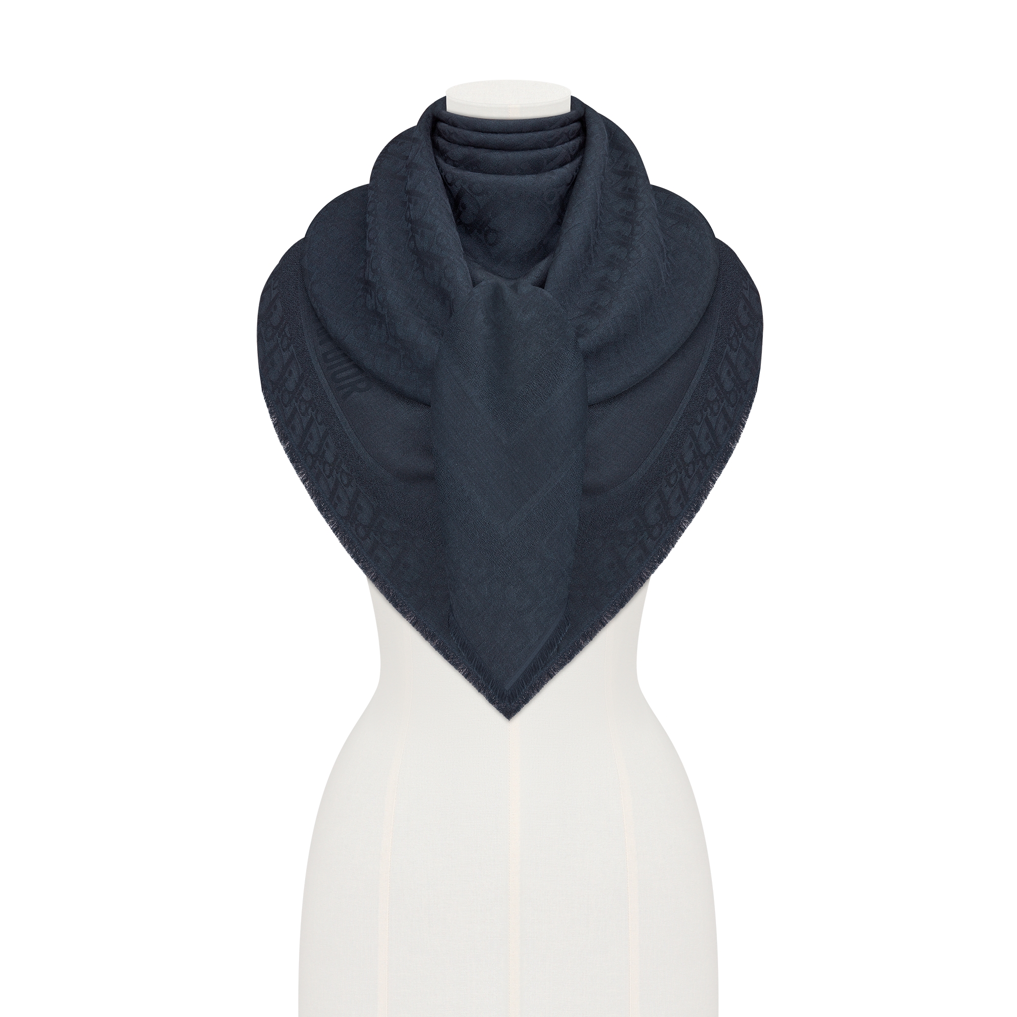 Dior Oblique Shawl Navy Blue Wool, Silk and Cashmere E02