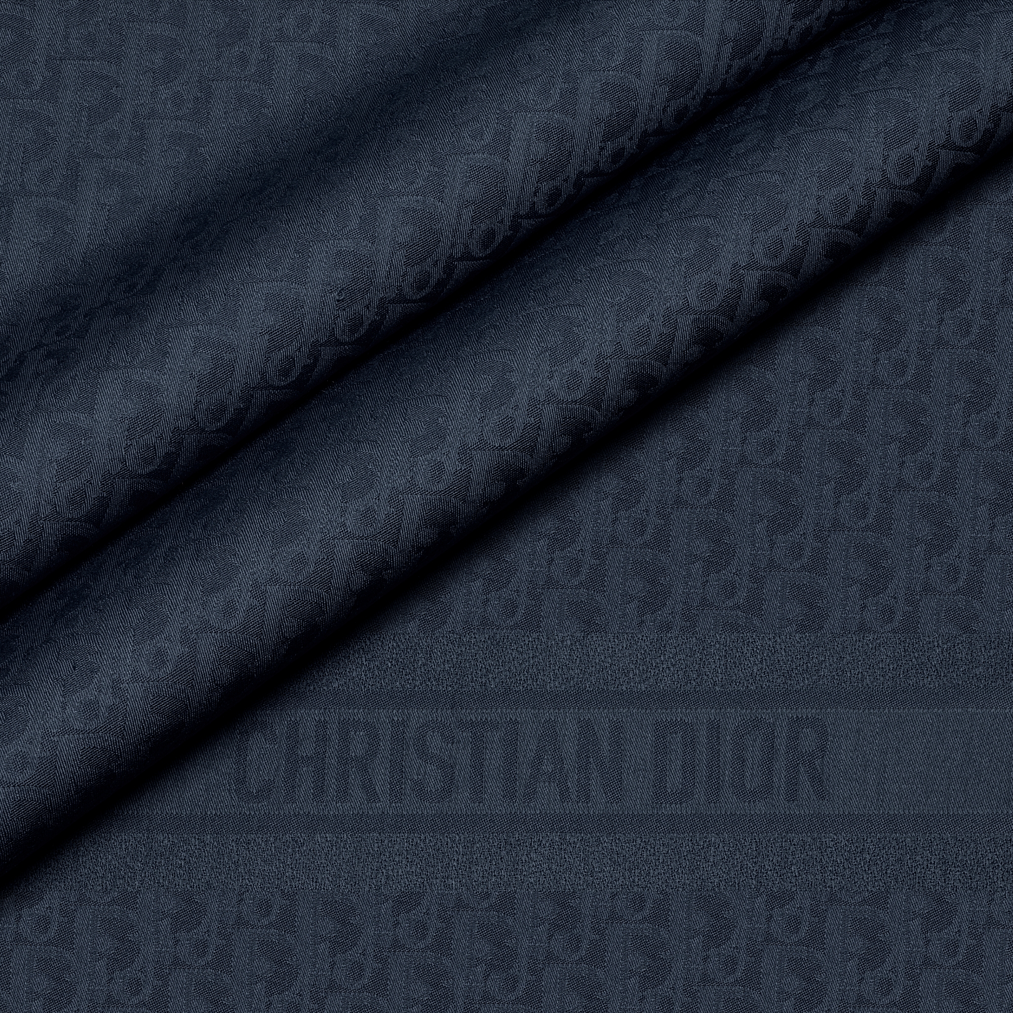 Dior Oblique Shawl Navy Blue Wool, Silk and Cashmere E09