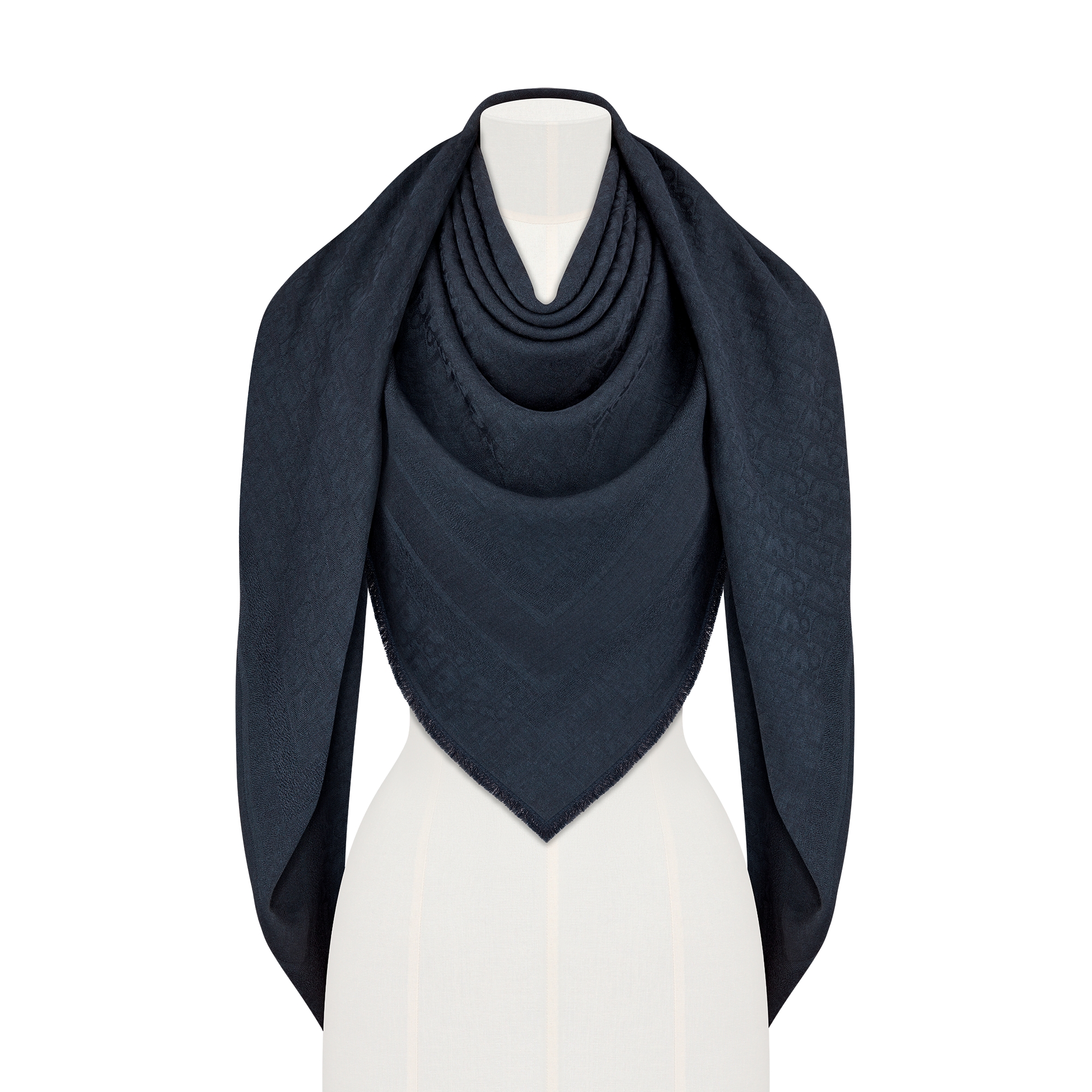 Dior Oblique Shawl Navy Blue Wool, Silk and Cashmere E10