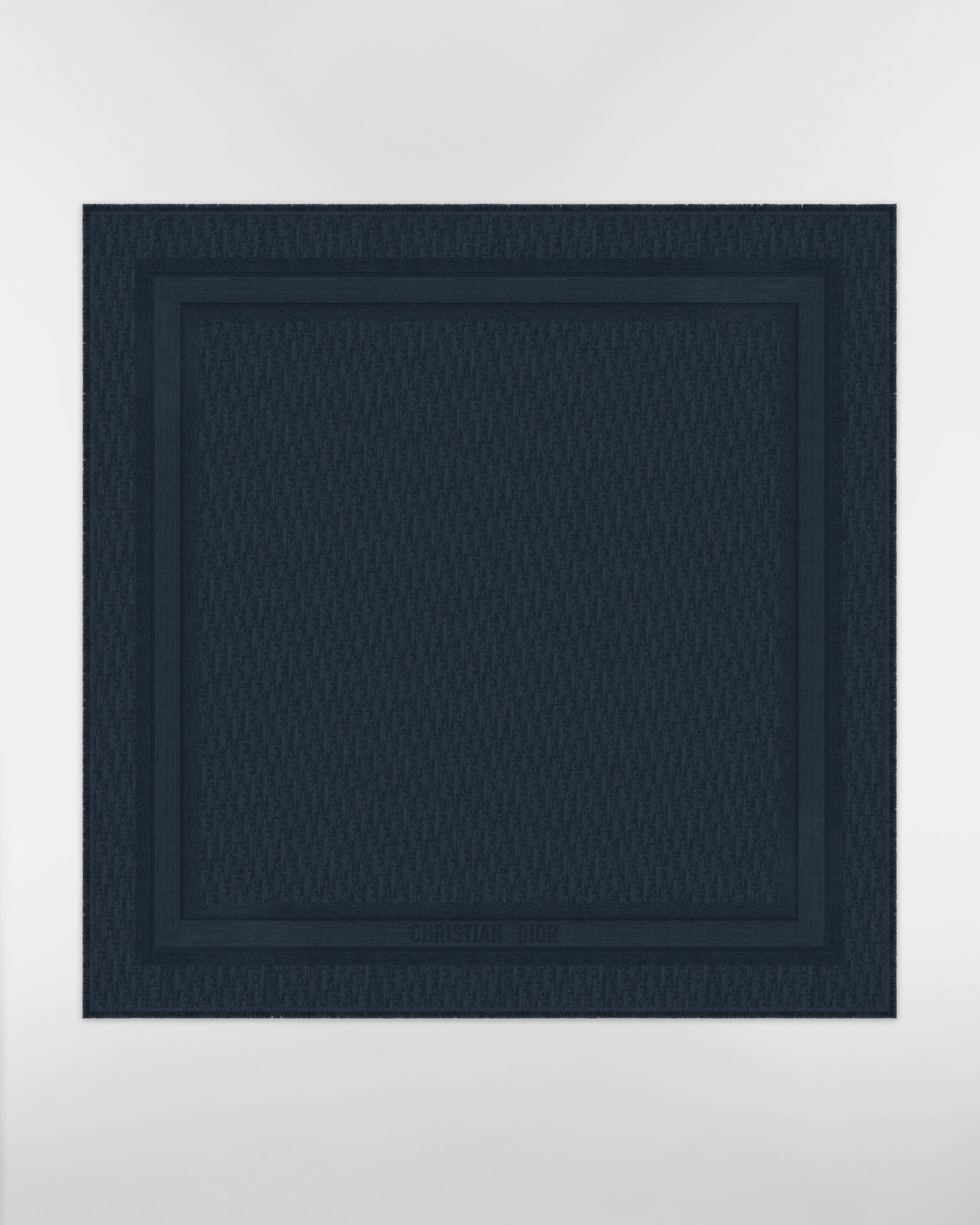 Dior Oblique 숄 네이비 블루 울 실크 캐시미어 E01