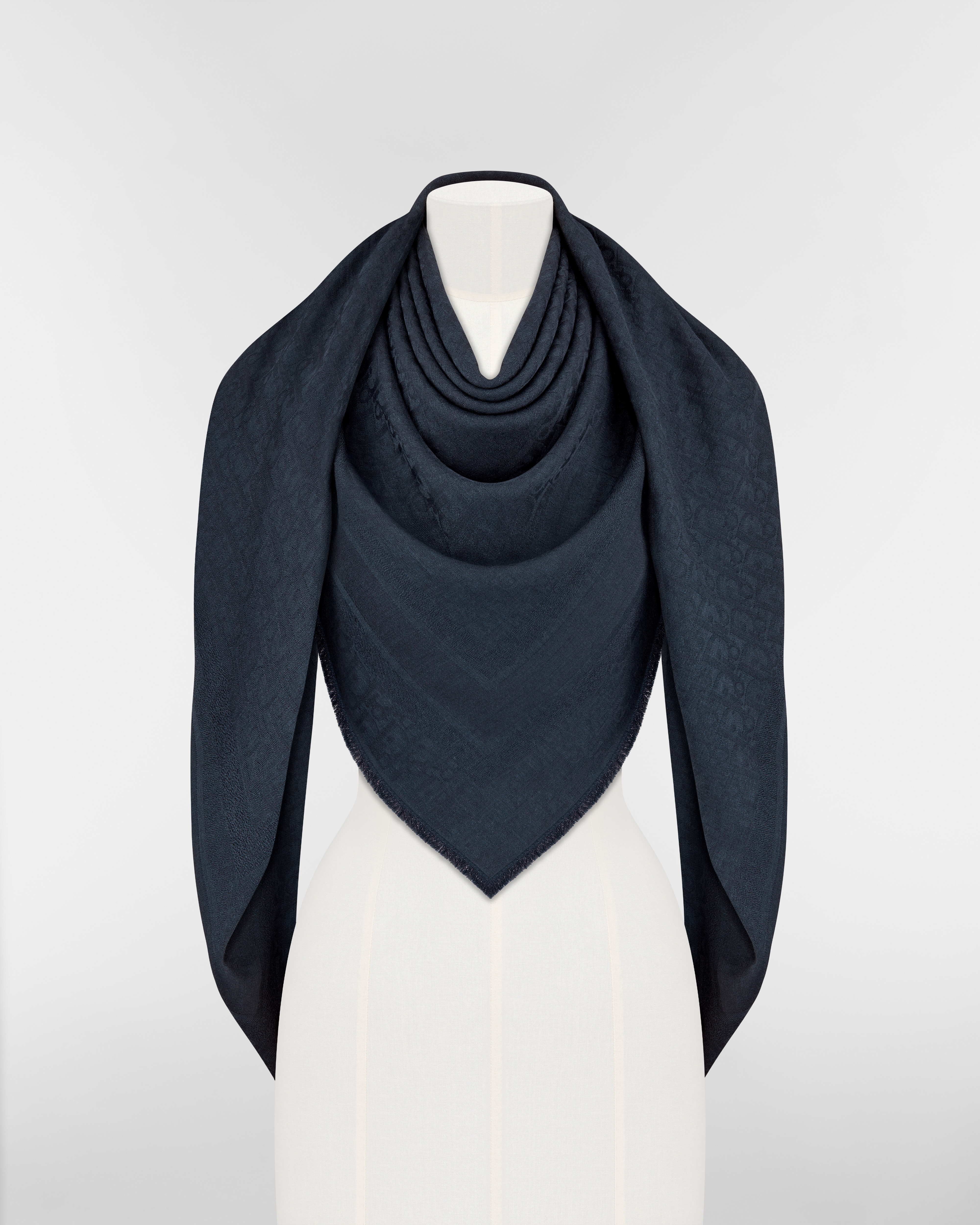 Châle Dior Oblique Laine, soie et cachemire bleu marine E10
